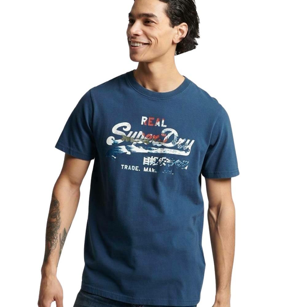 5057847571595 - Mens Vintage Logo Narrative T-Shirt Blau - Größe L