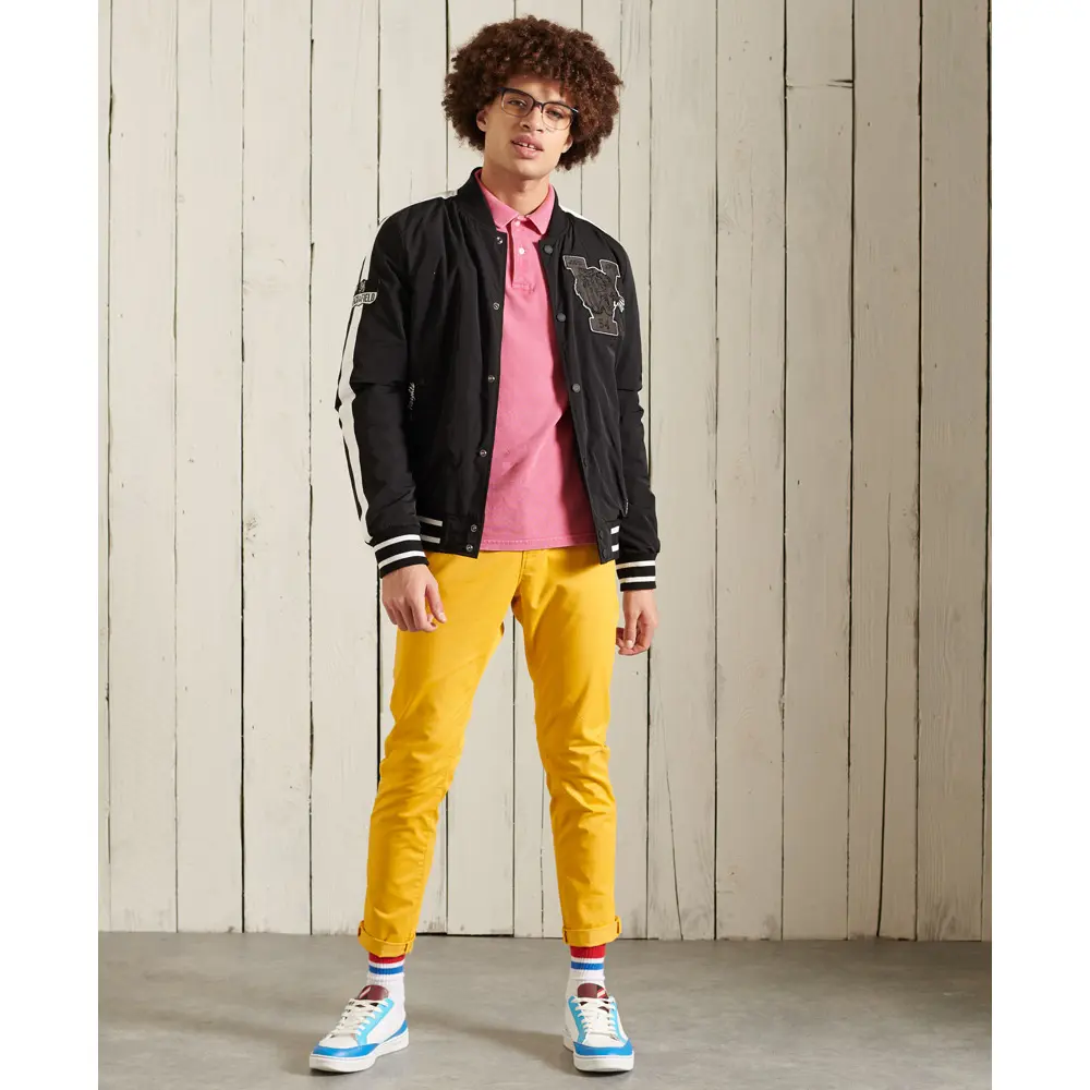 5057842841761 - Herren Vintage Destroyed Polohemd aus Biobaumwolle und Pikee Pink - Größe S