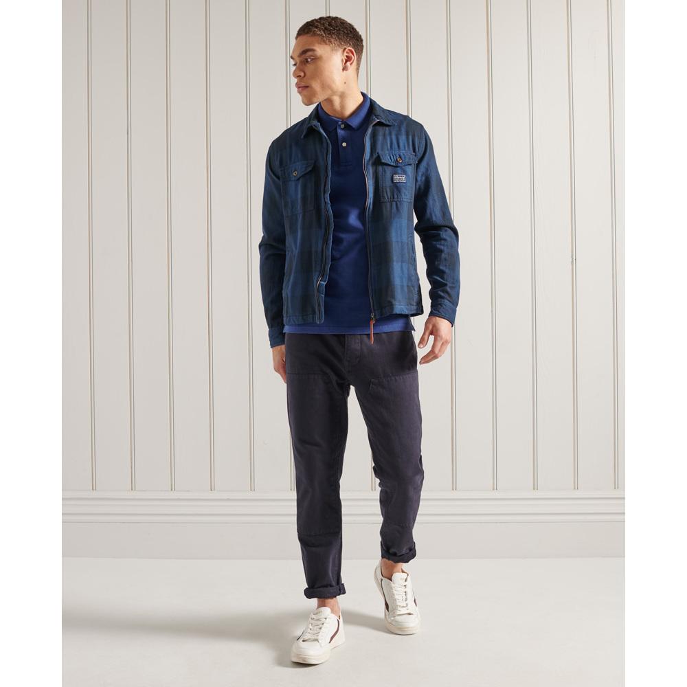 5057842841839 - Mens Vintage Destroyed Polohemd aus Biobaumwolle und Pikee Marineblau - Größe S