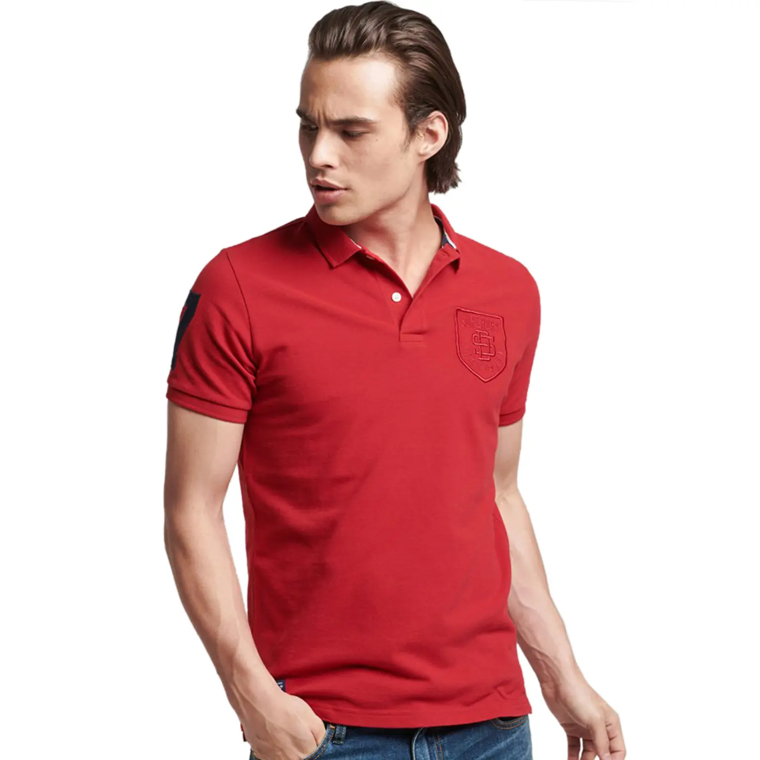 5057847584892 - Mens Vintage Superstate Polohemd aus Bio-Baumwolle Rot - Größe S