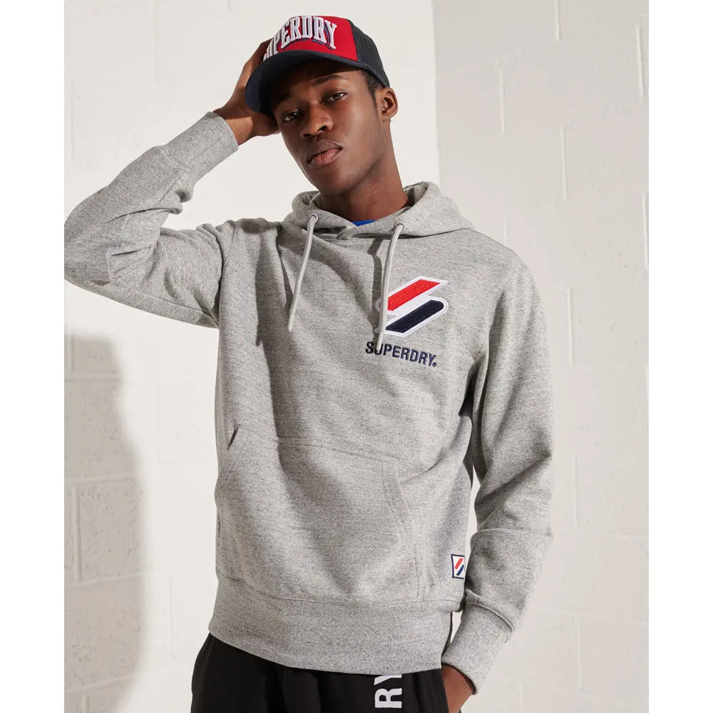 5059046841172 - Herren Sportstyle Hoodie mit Applikation Hellgrau - Größe S