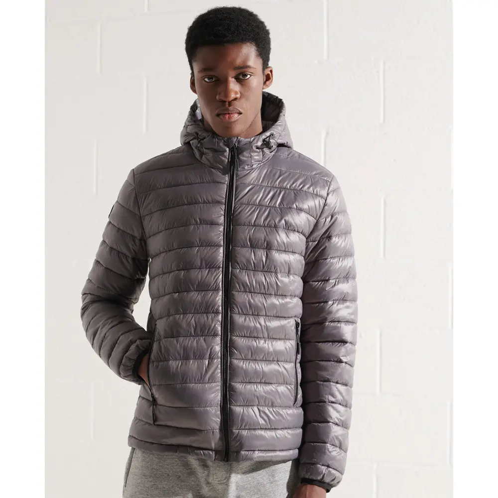 5057847007407 - Mens Glänzende Fuji Kapuzenjacke Hellgrau - Größe M