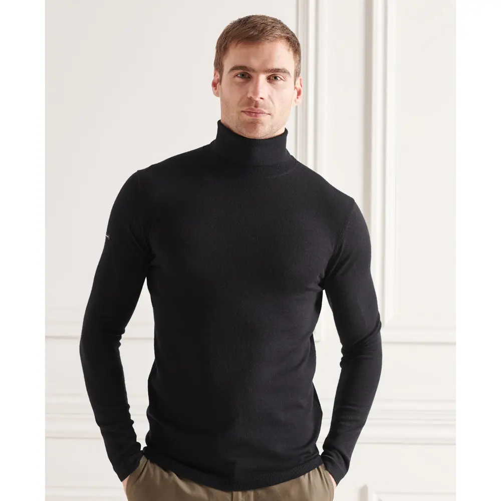 5059046229055 - Mens Merino Rollkragenpullover Schwarz - Größe XL