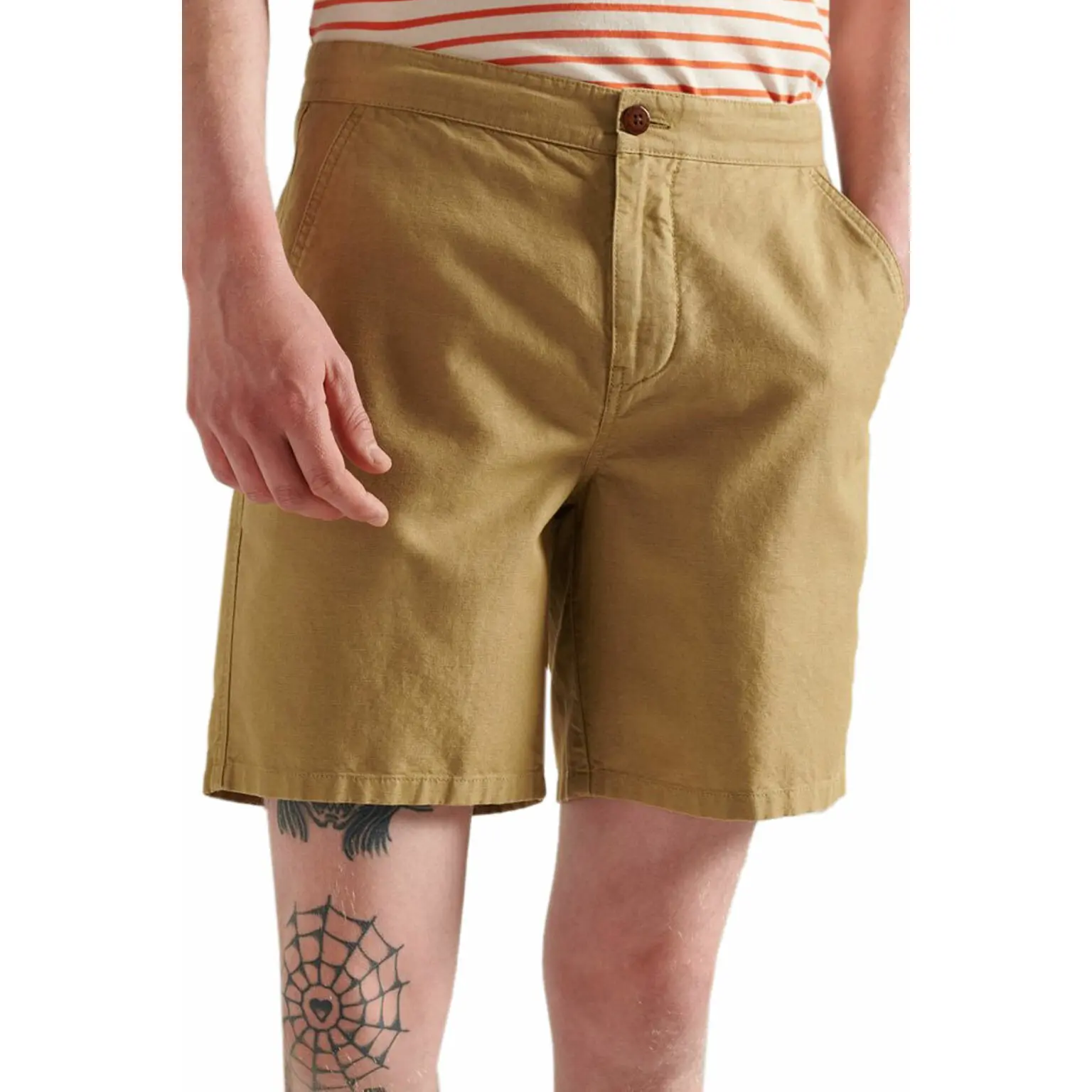 5059046946389 - Mens Cali Beach Leinenshorts Beige - Größe 30