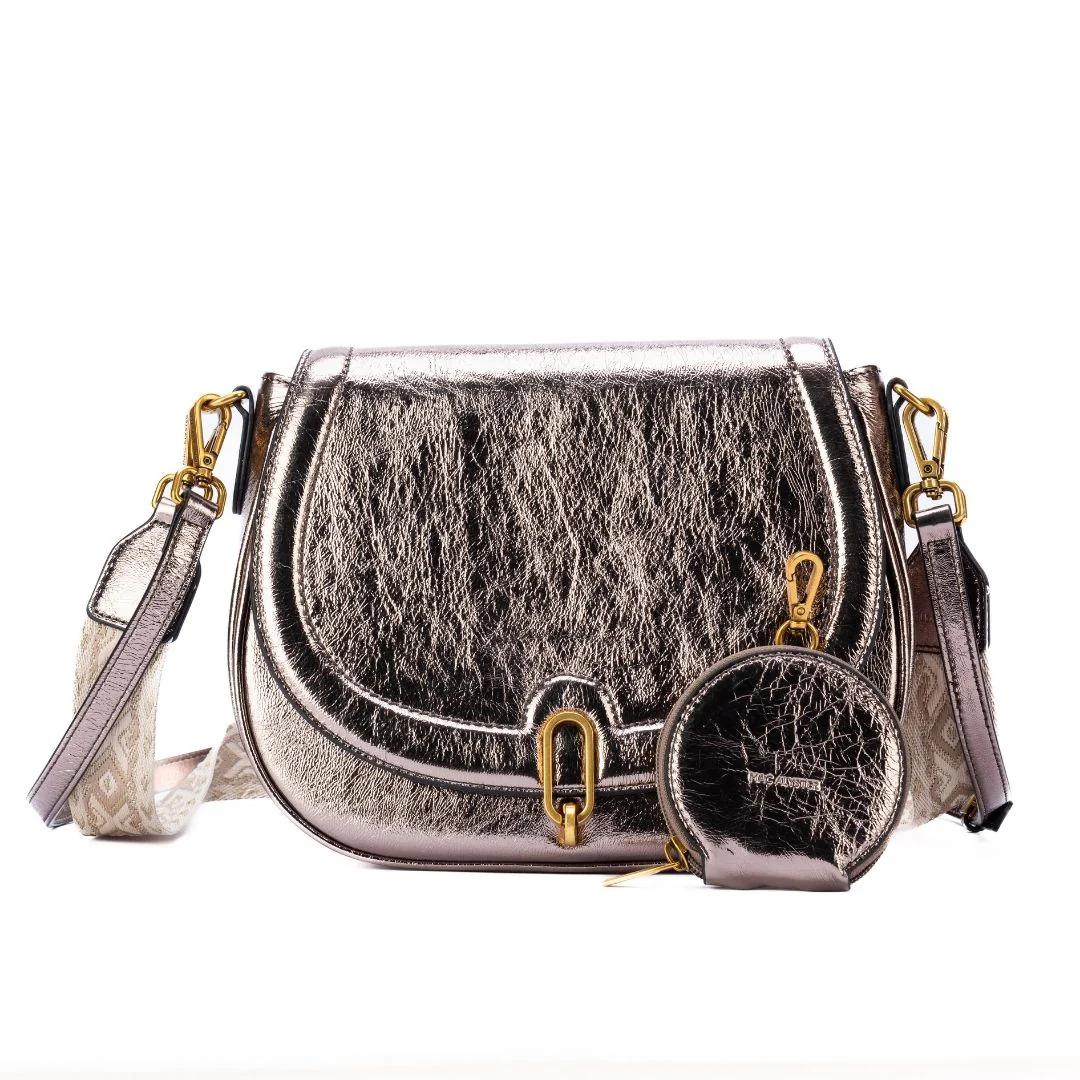 3658541076199 - Damen Halbmond Umhängetasche mit Klappe Giulia