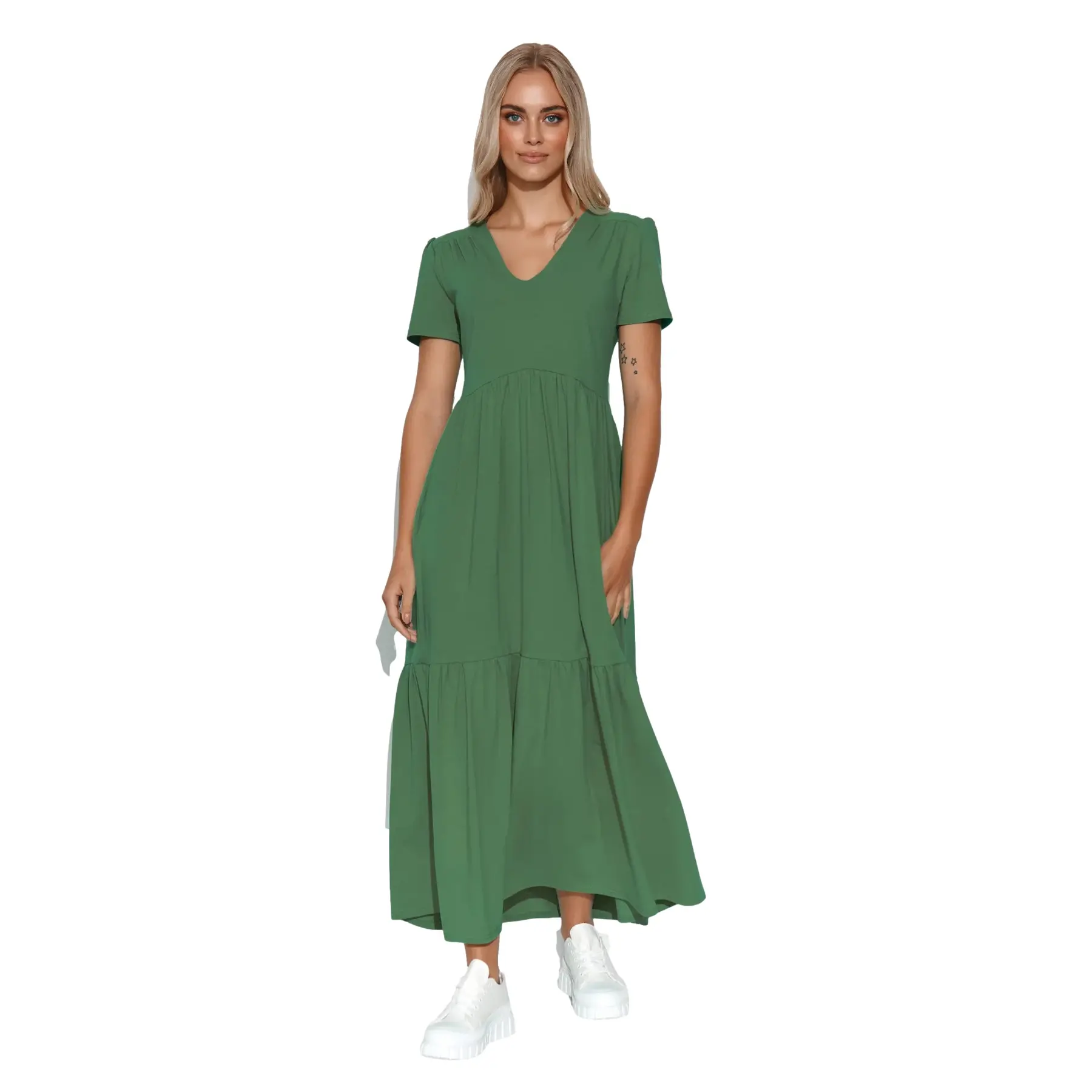 Makadamia Women's Vert Long V-Neck Knitted Dress