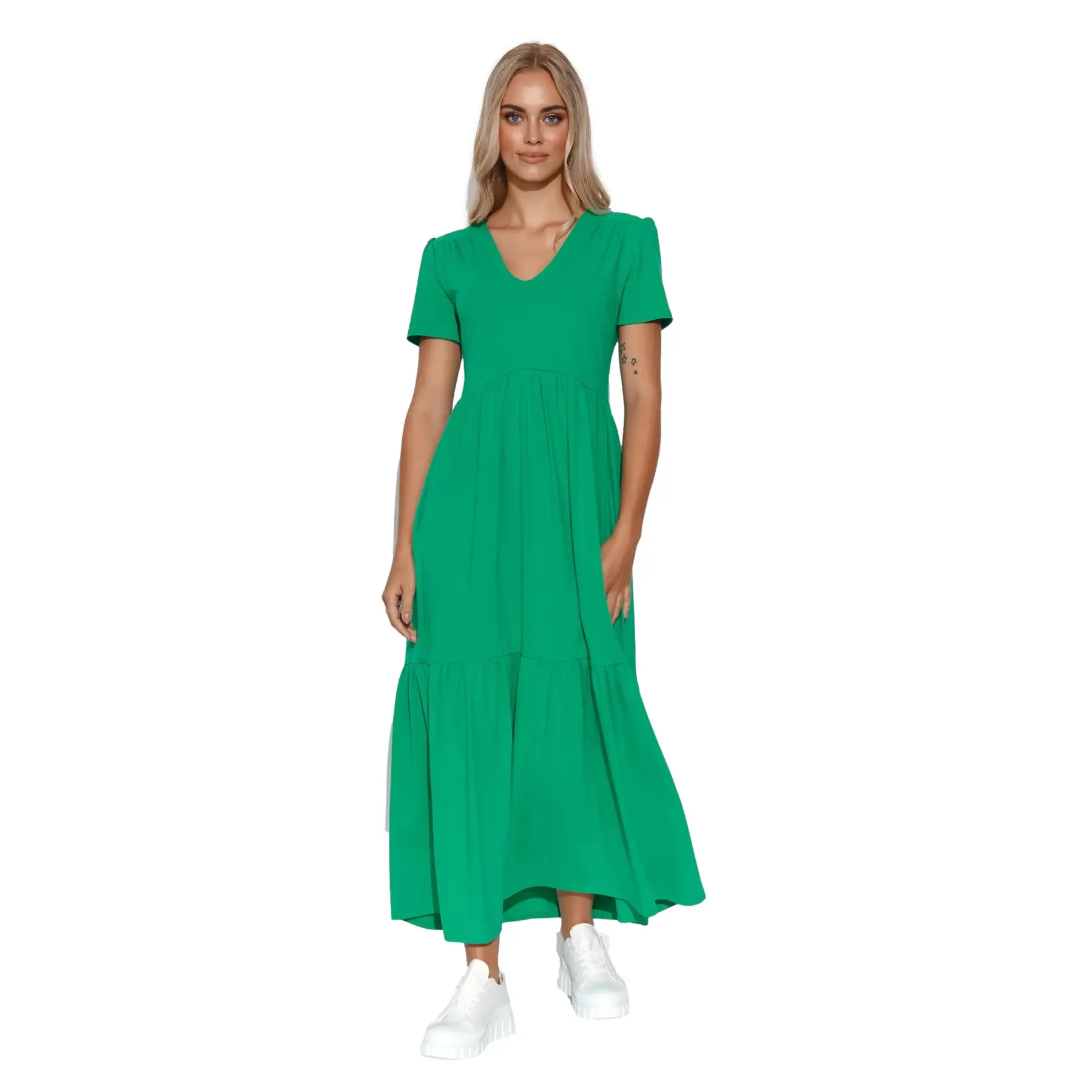 Makadamia Women's Vert Long V-Neck Knitted Dress