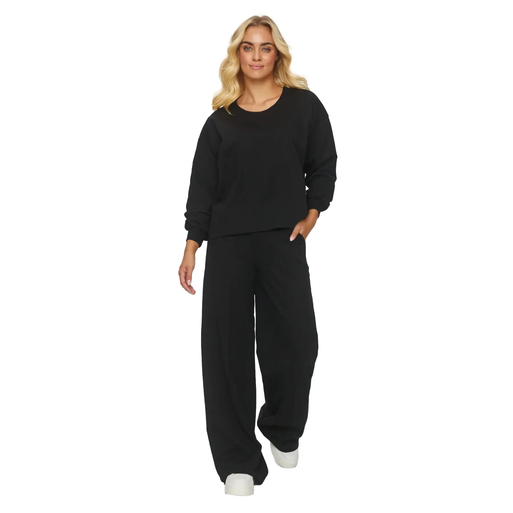 Completo felpa e pantaloni larghi donna