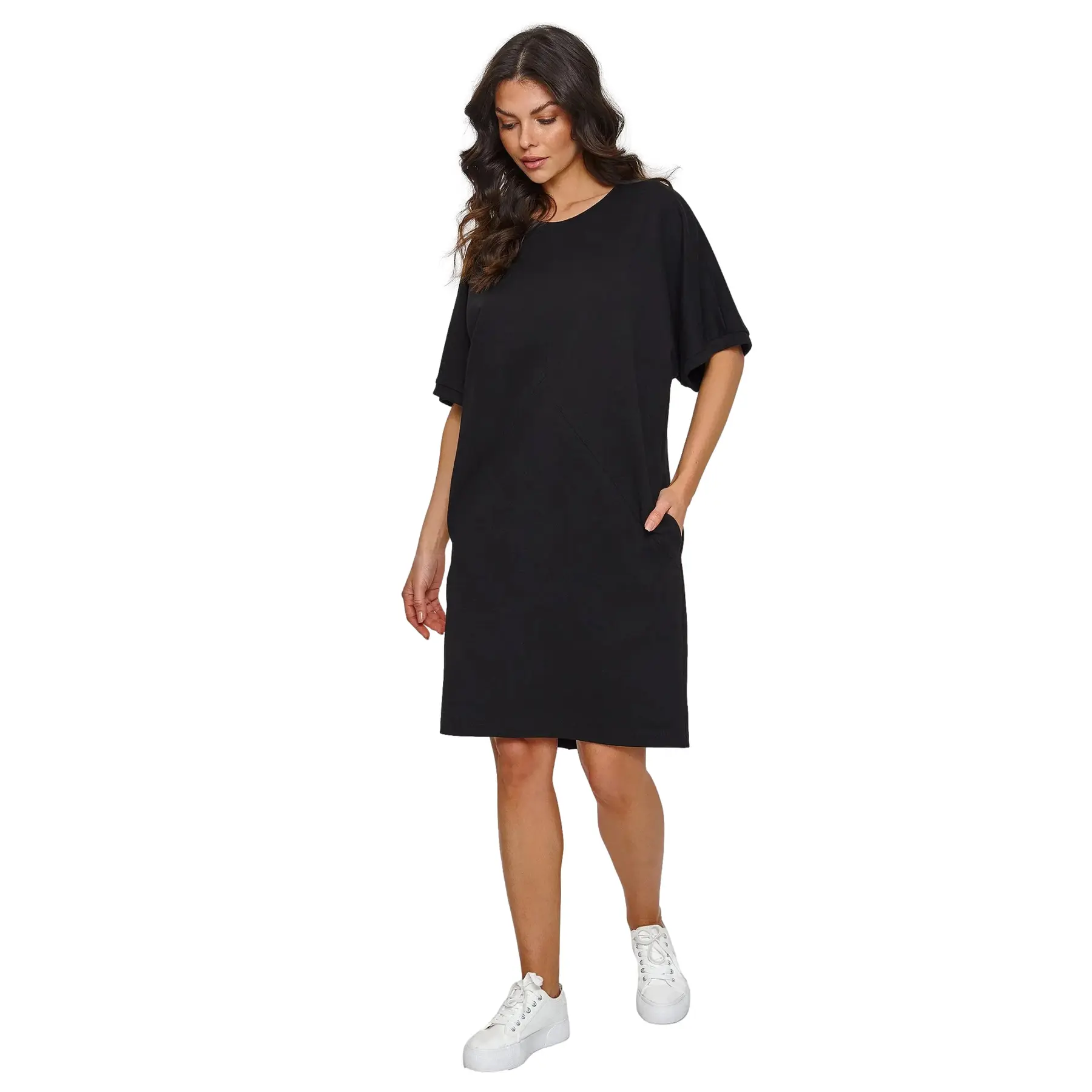 Image of T-Shirt Kleid mit seitlichen Taschen für Damen Makadamia
