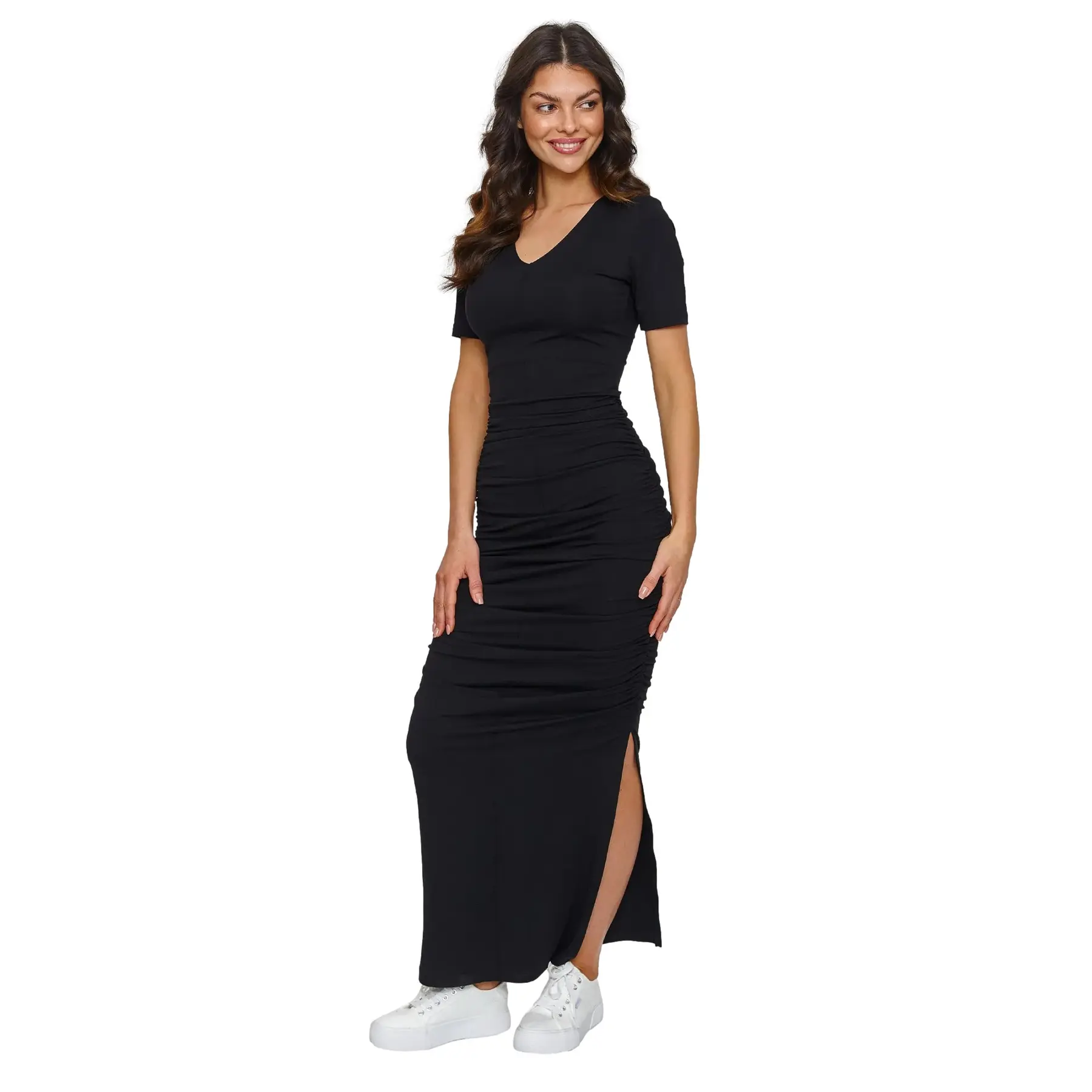 Image of Eng anliegendes Kleid, lang, Damen Makadamia