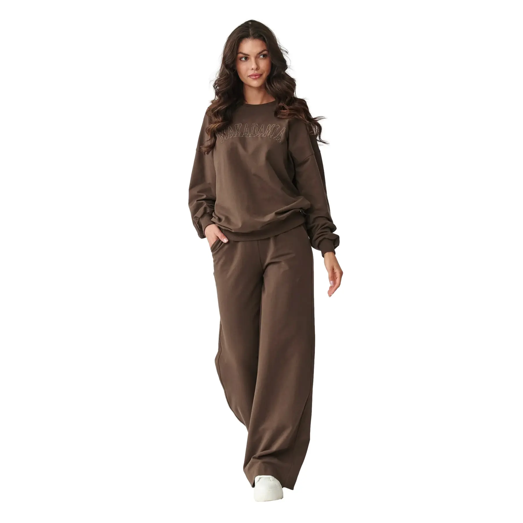 Sweatshirt und weite Hose für Frauen Makadamia