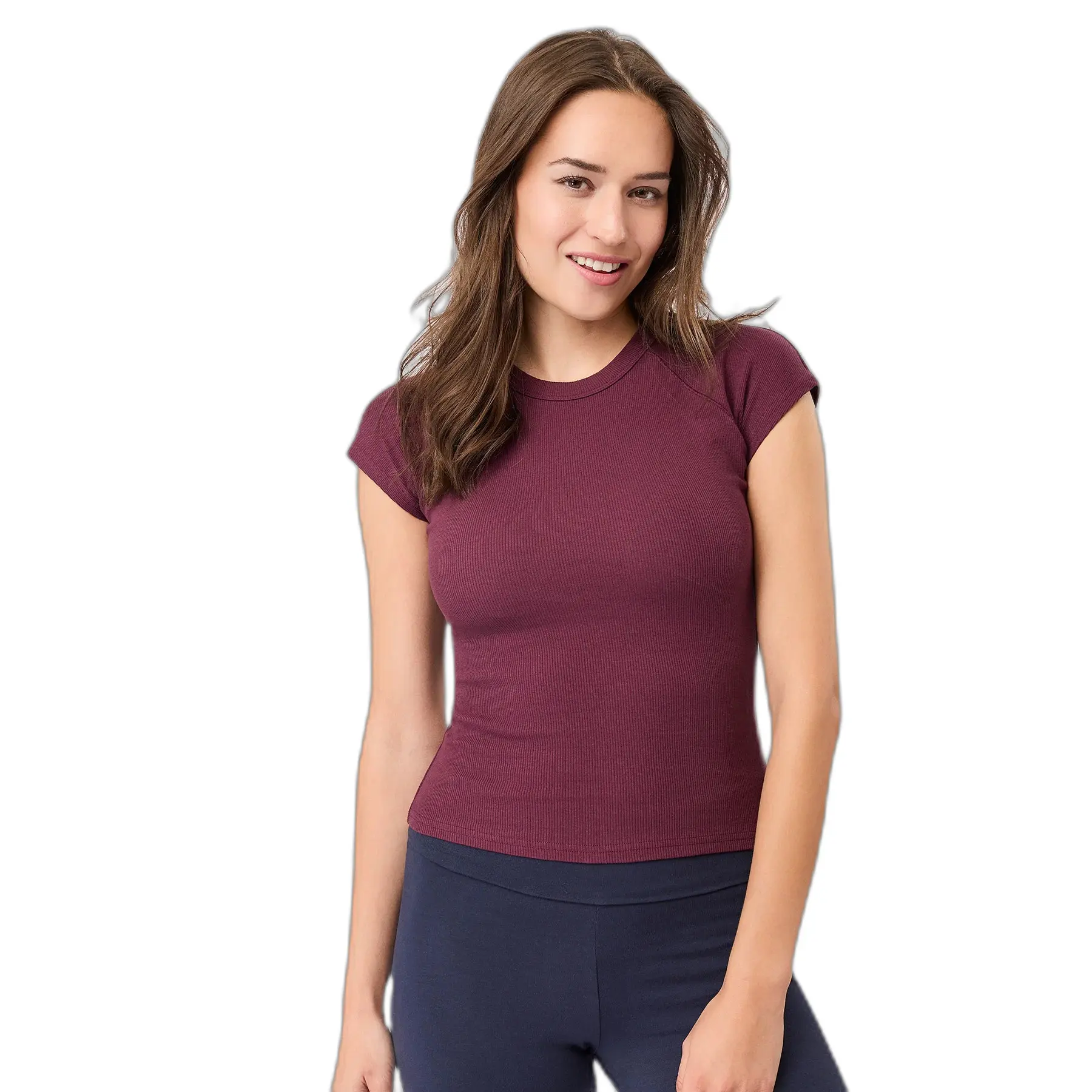 T-shirt a coste slim da donna Mandala