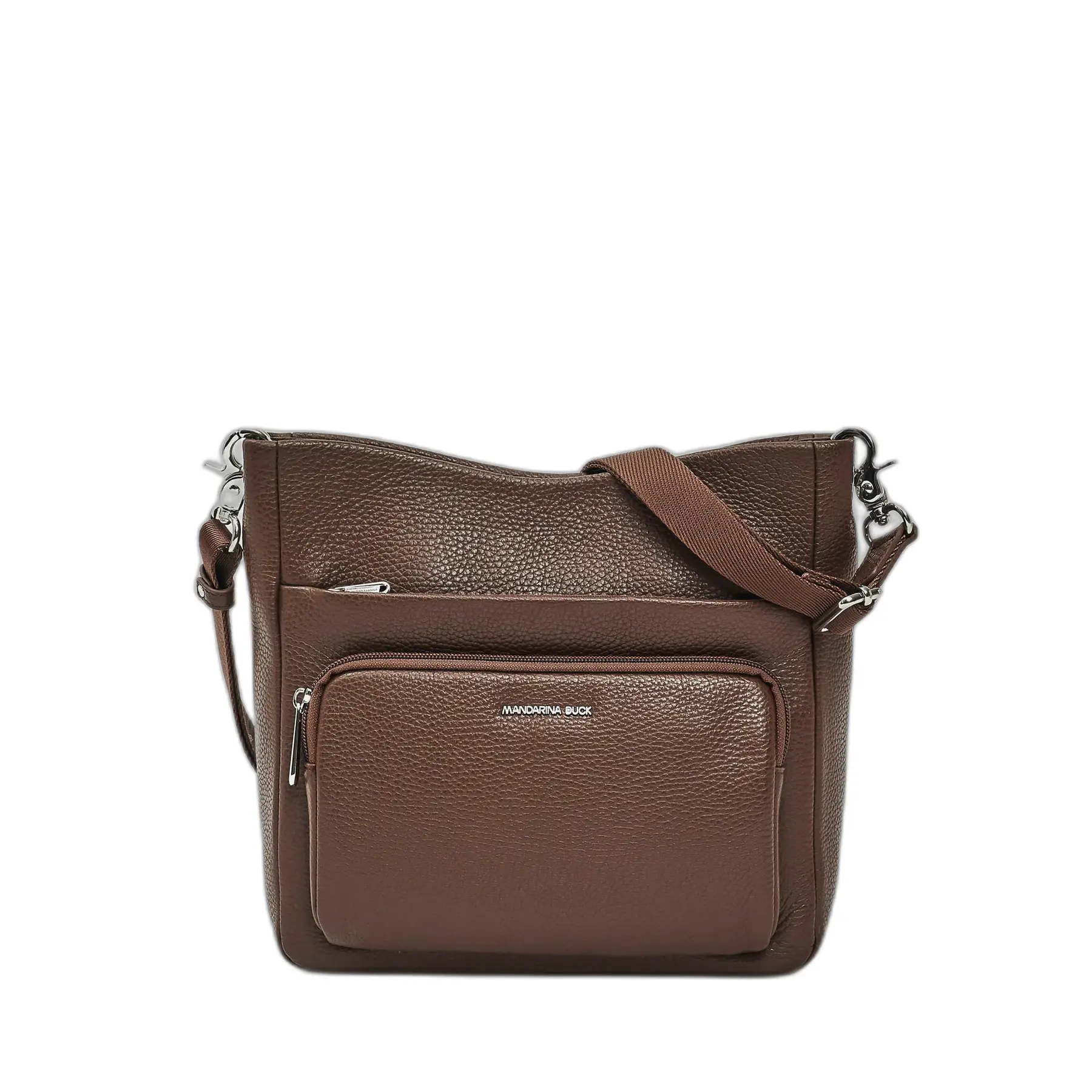 Mandarina Duck Unisex Marron Calfskin Shoulder Bag Mellow