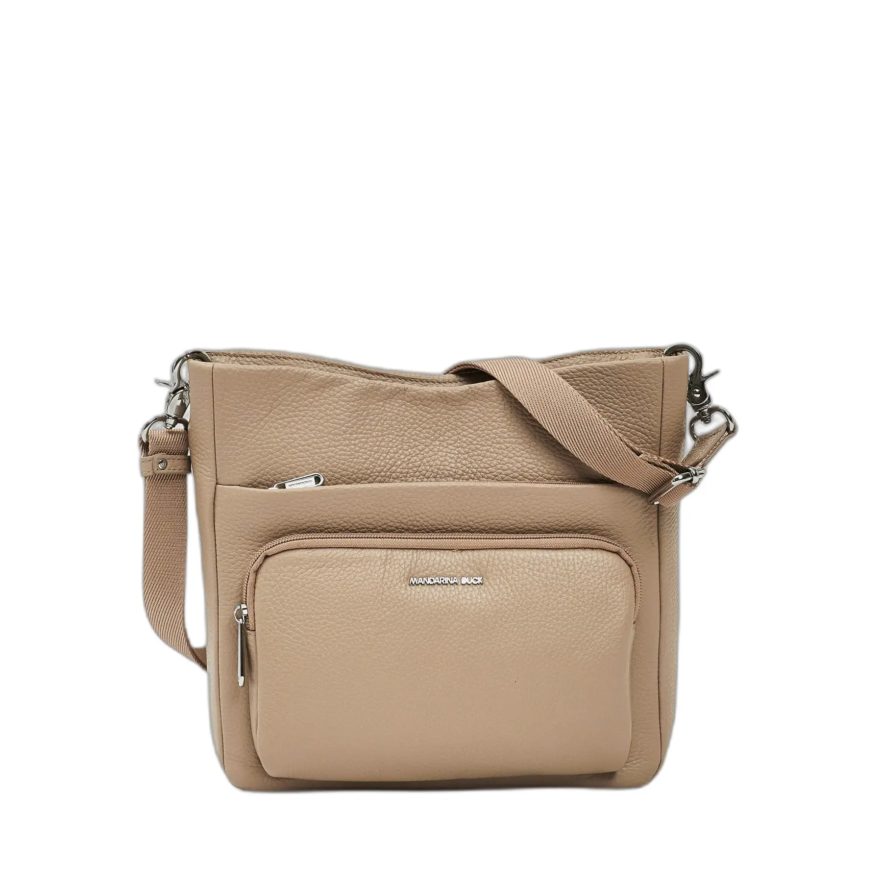 Mandarina Duck Unisex Beige Calfskin Shoulder Bag Mellow