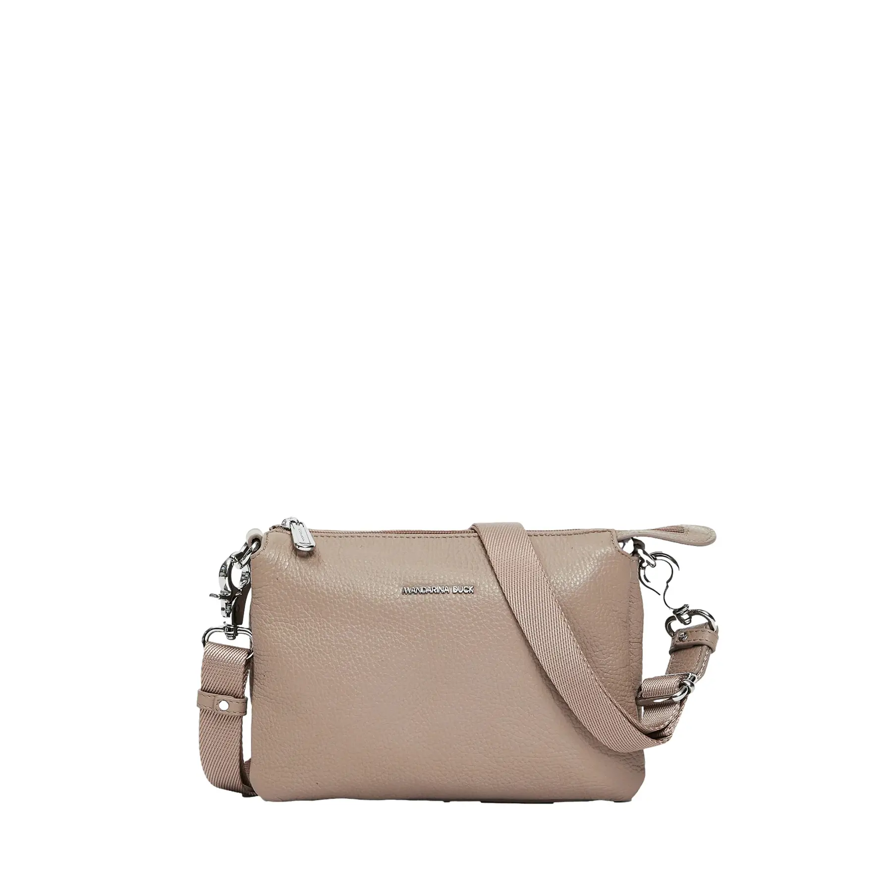 Mandarina Duck Unisex Beige Leather Shoulder Bag Mellow