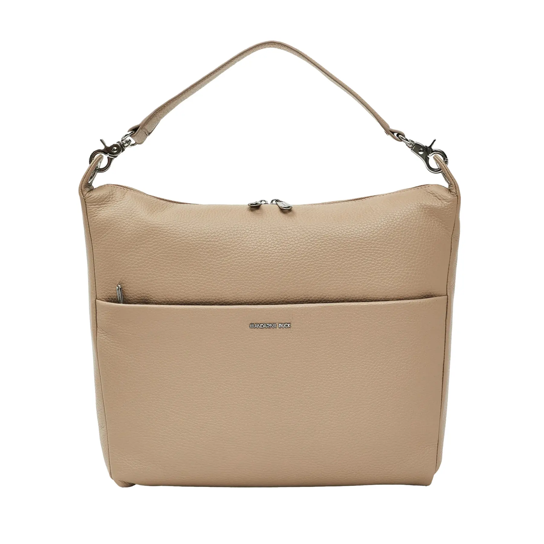 Mandarina Duck Women's Beige Leather Handbag Hobo Mellow