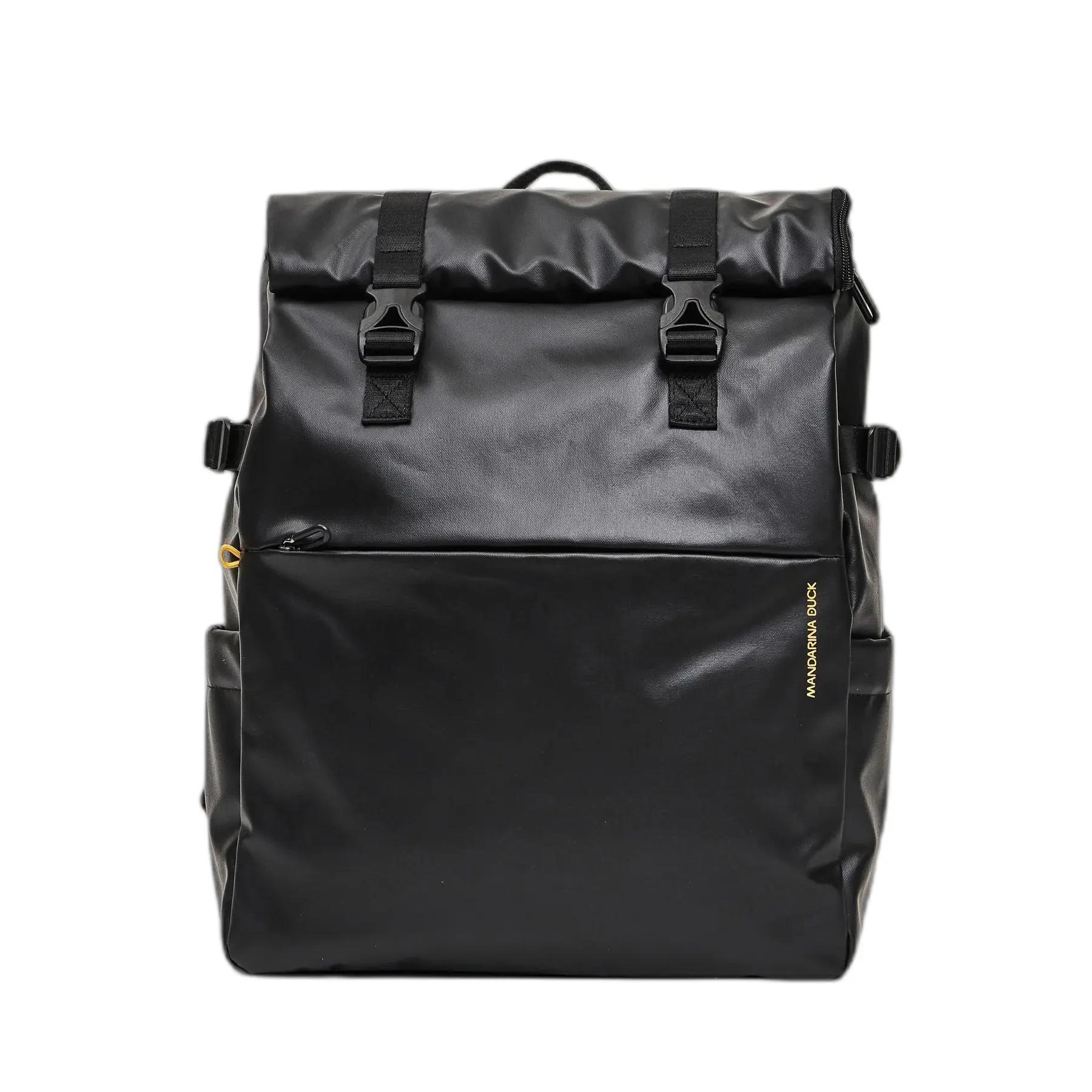 Mandarina Duck Unisex Noir Computer Backpack With Folding Flap Eco Coated