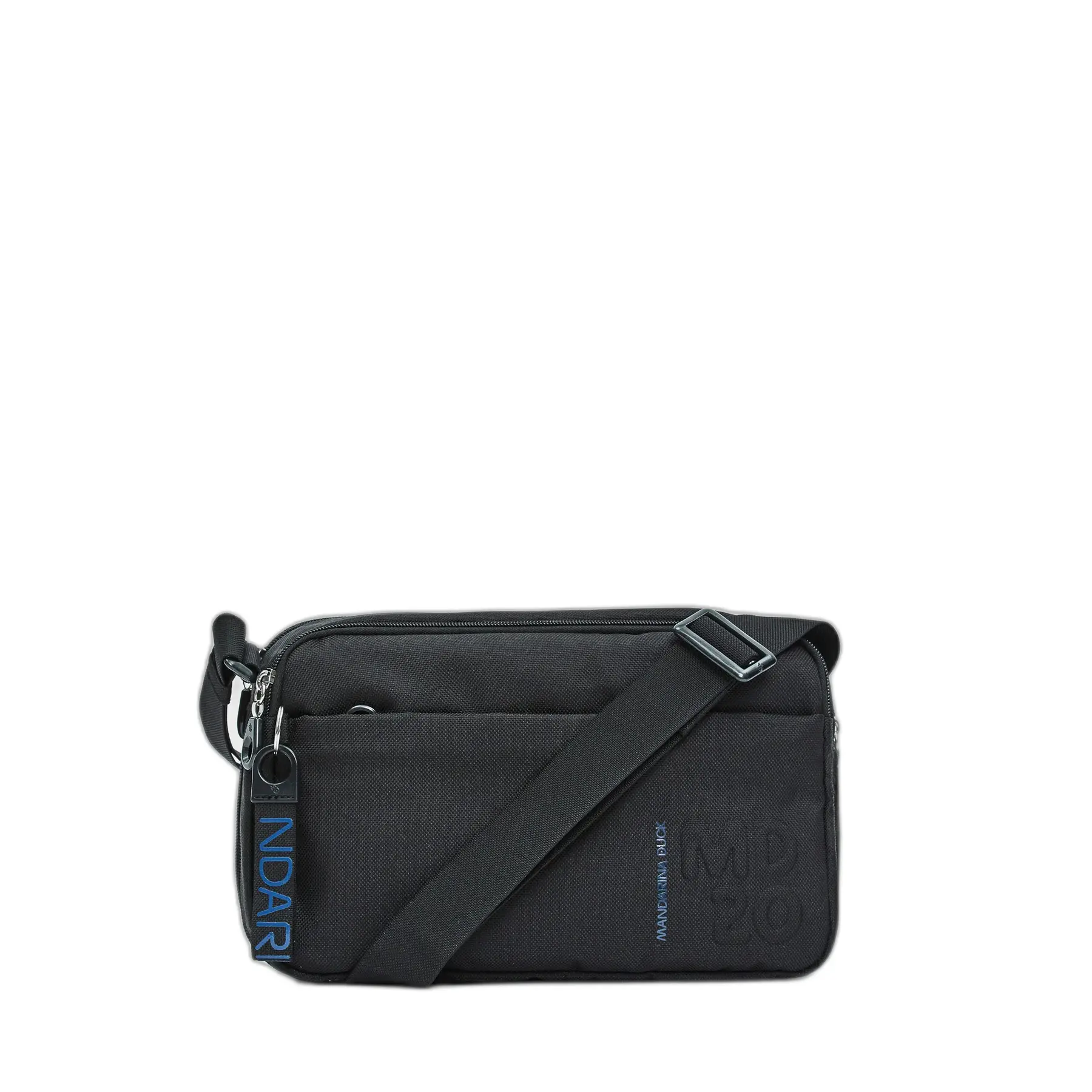 Mandarina Duck Unisex Noir Double Zipper Expandable Shoulder Bag Md20