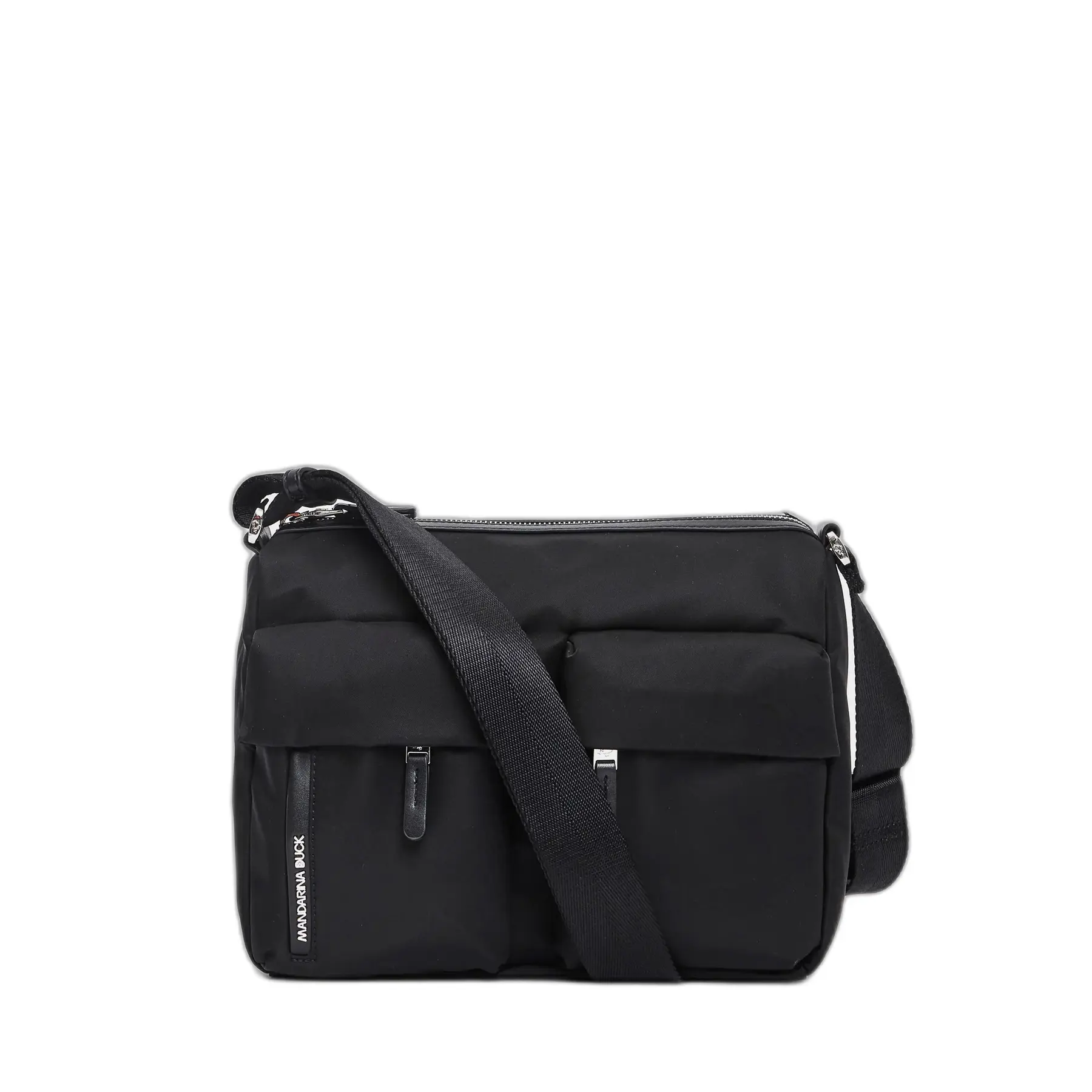 Mandarina Duck Unisex Noir Shoulder Bag With Double Front Pocket Hunter