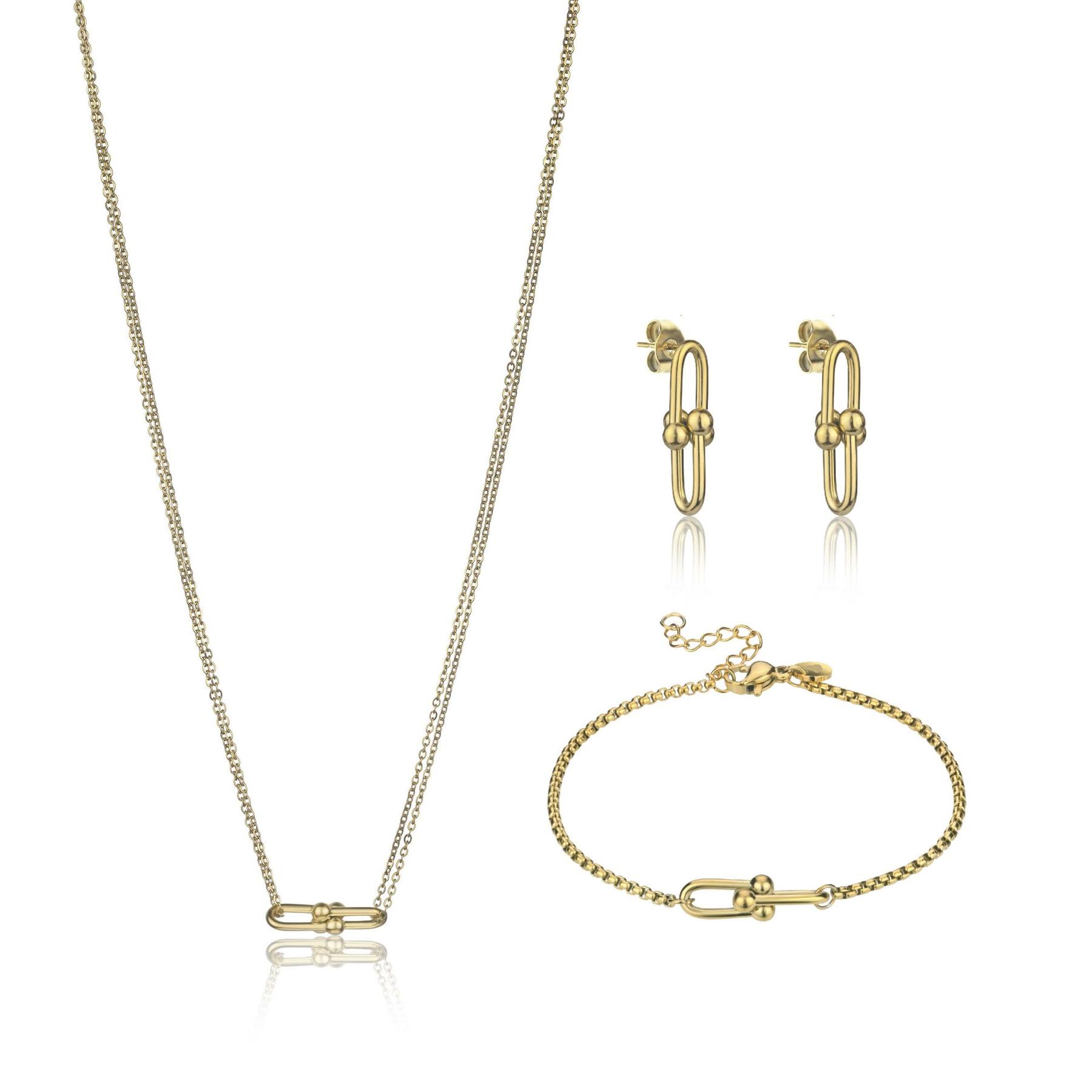 7756612236001 - Halskette und Ohrringe aus Edelstahl für Damen Terni