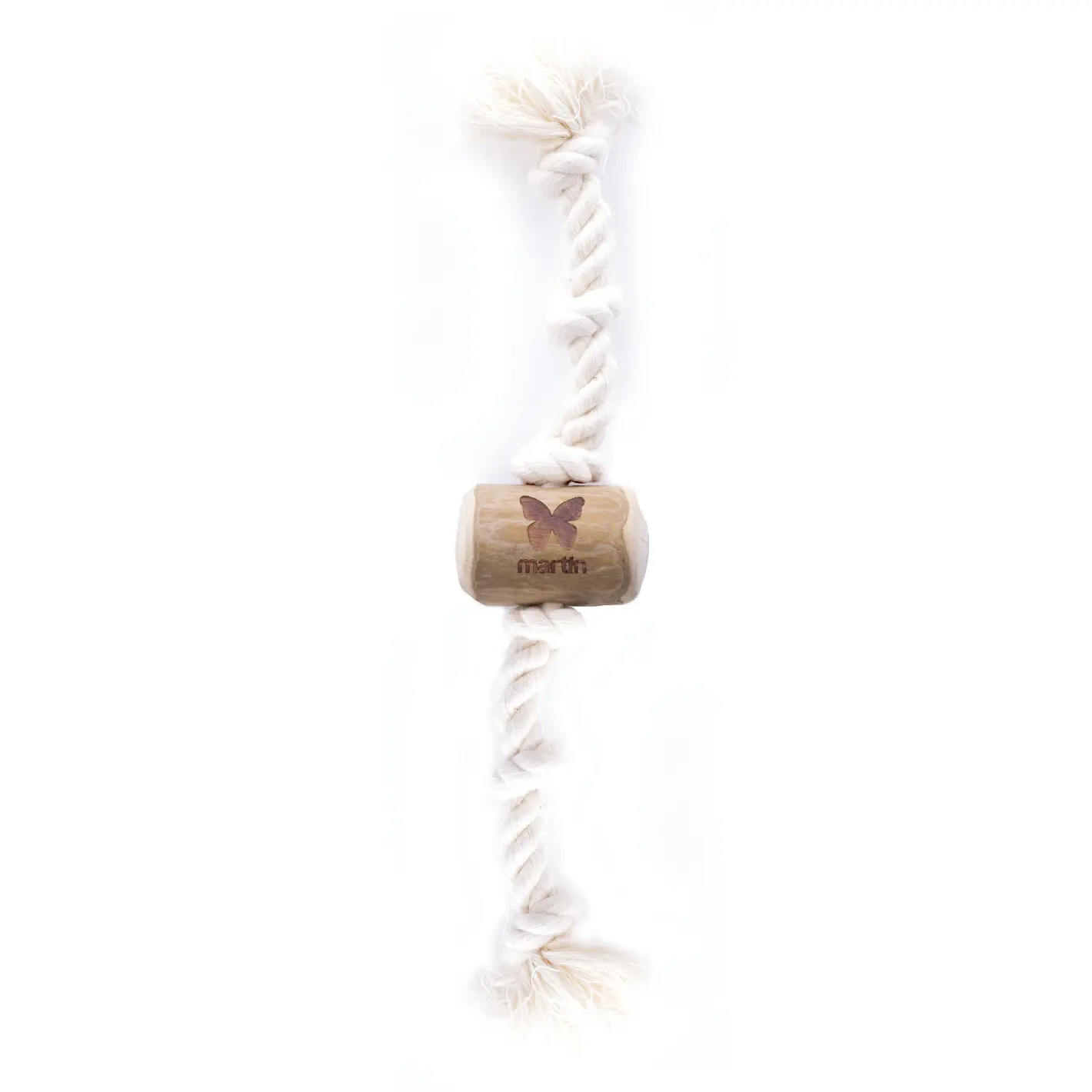 Martin Sellier Beige Dog Toy Wooden Rope 5 Knots Expresso