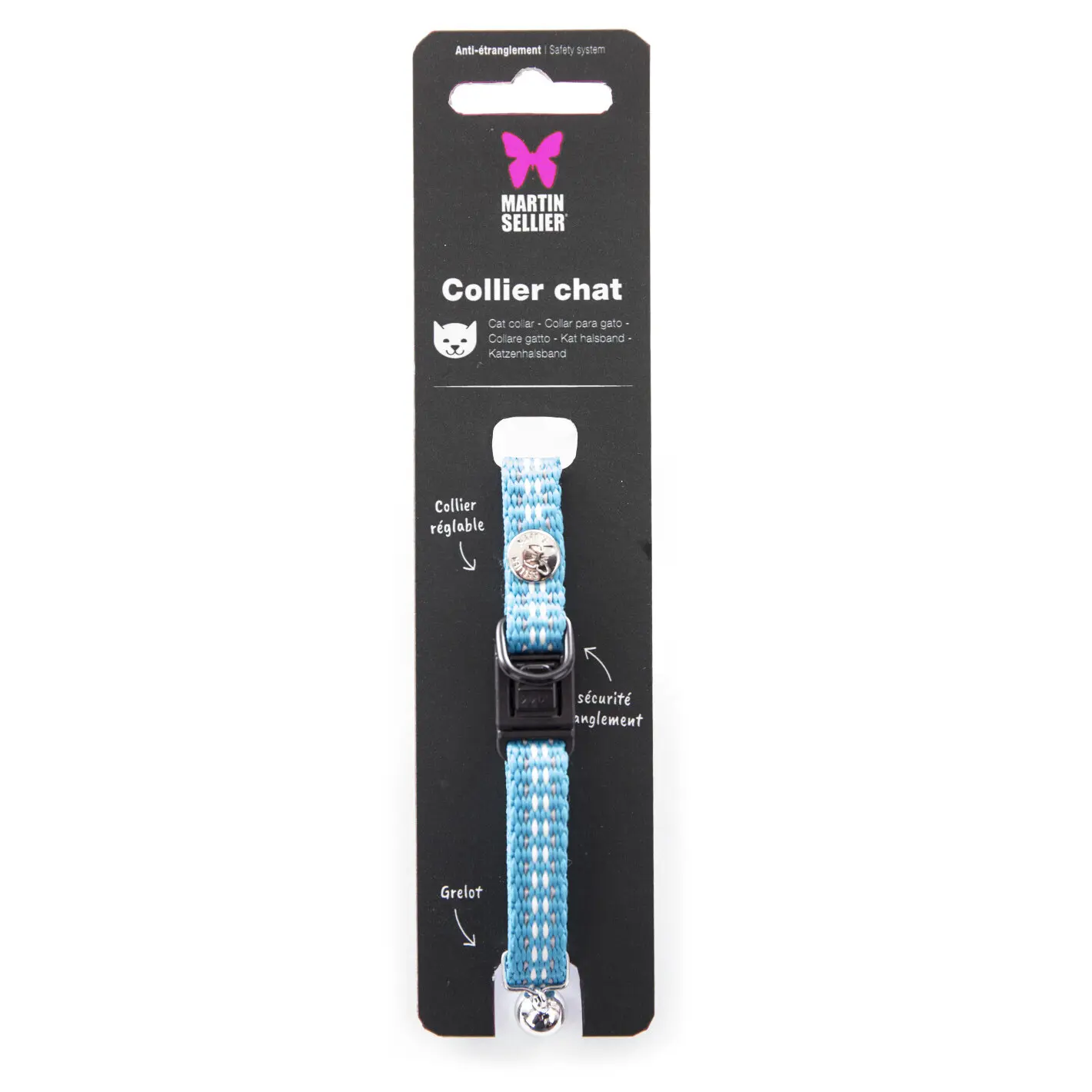 Martin Sellier Bleu Nylon Cat Collar Safety