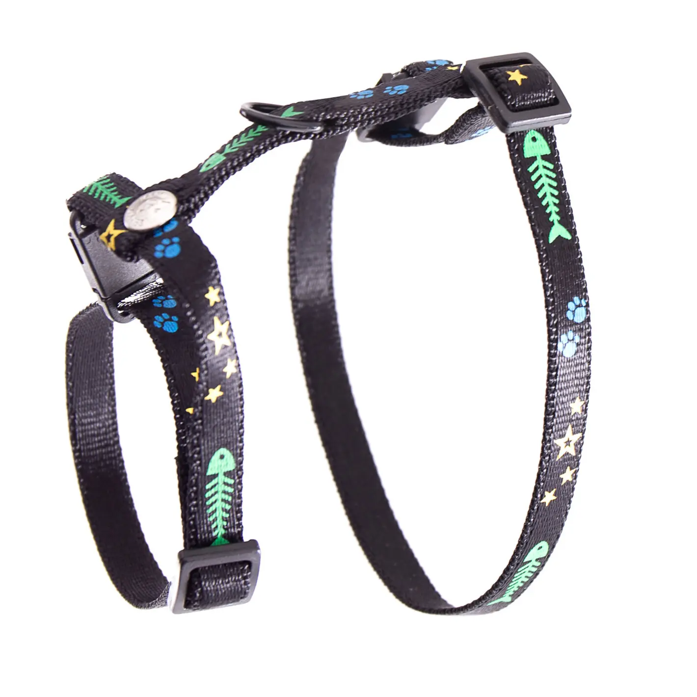 Martin Sellier Noir Adjustable Nylon Cat Harness Fish