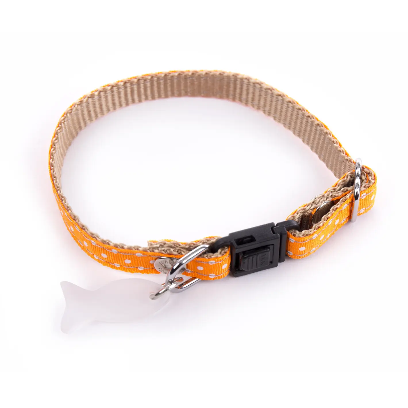 Martin Sellier Orange Cat Collar With Polka Dots