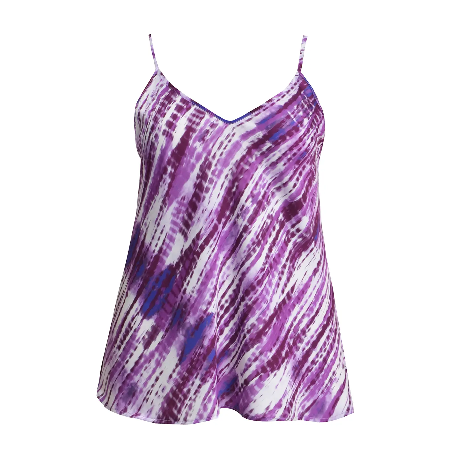 Mat Fashion Women's Violet Satin Abstract Print Tank Top