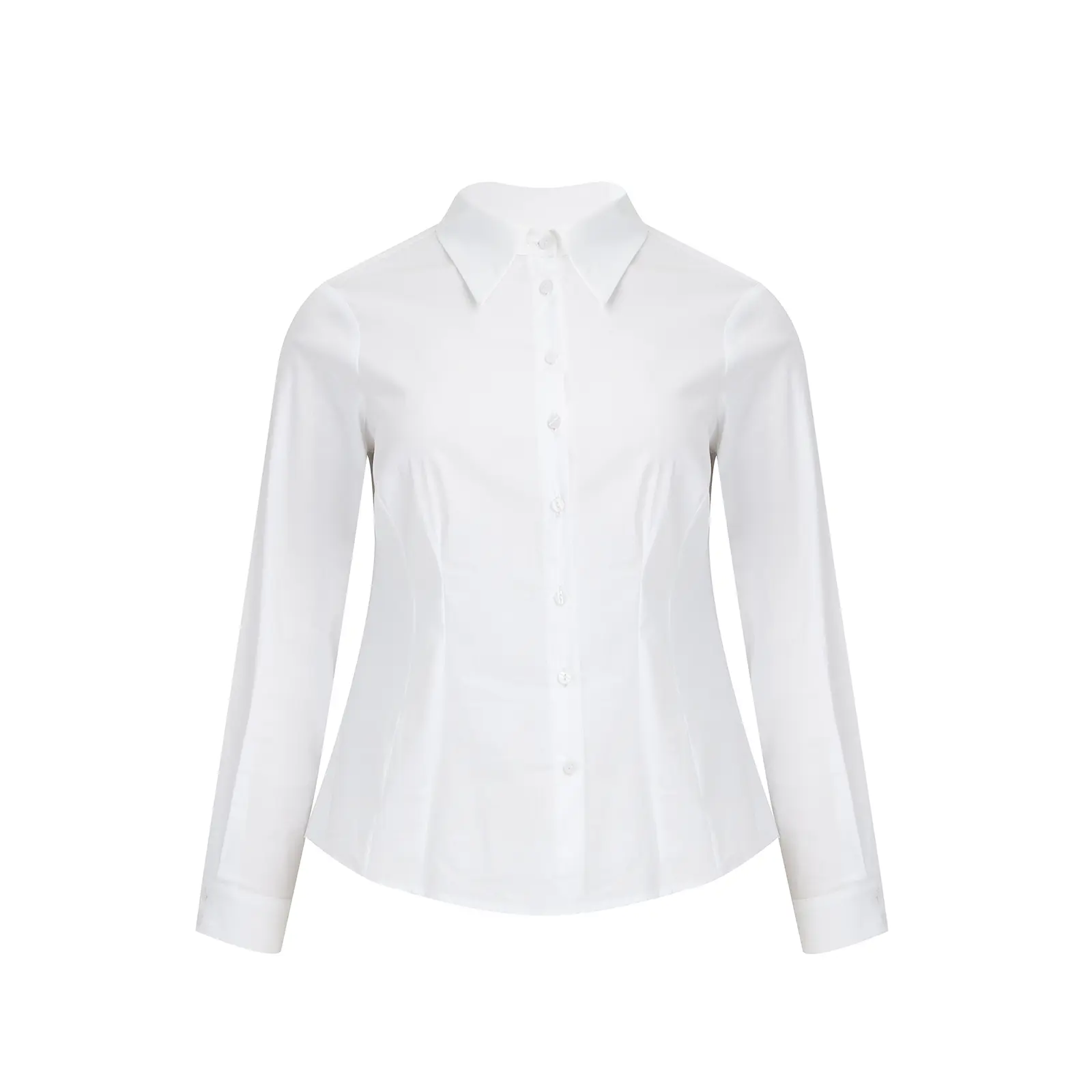Mat Fashion Women's Blanc Long Sleeve Shirt Basic