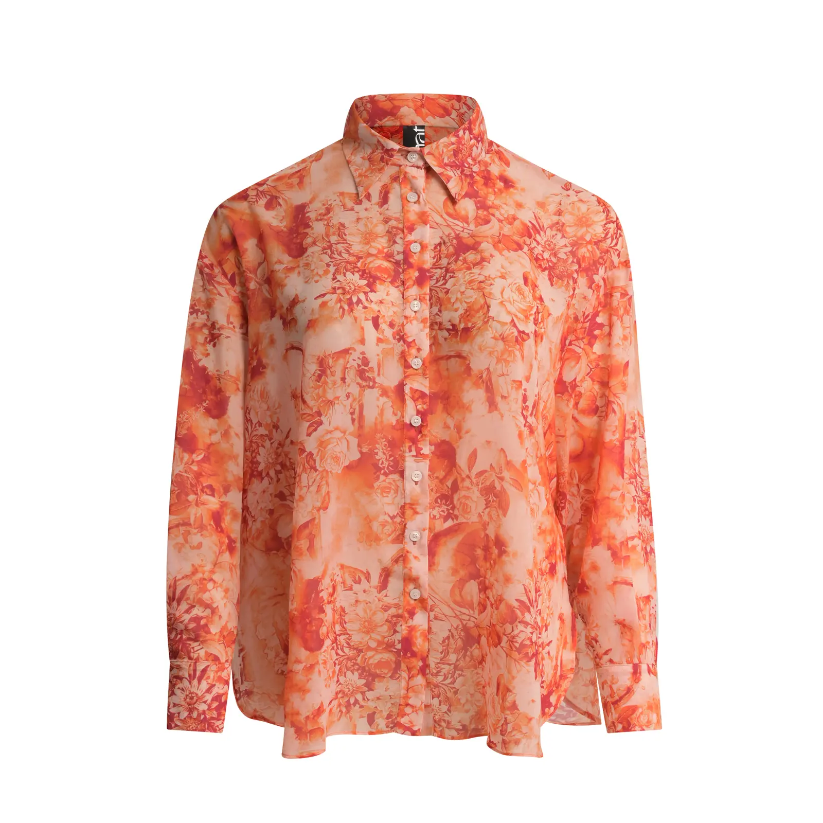 Mat Fashion Women's Orange Long Sleeve Floral Shirt