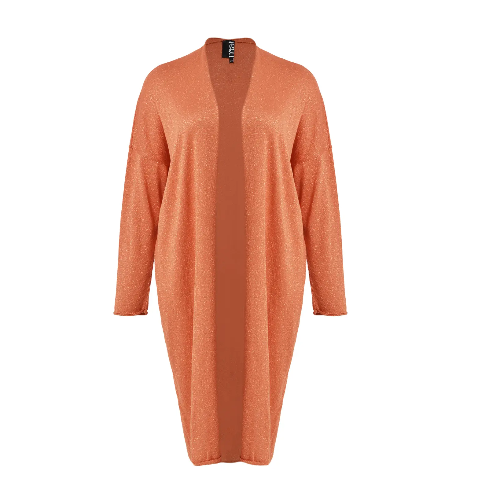 Mat Fashion Women's Orange Long Knitted Cardigan Lurex