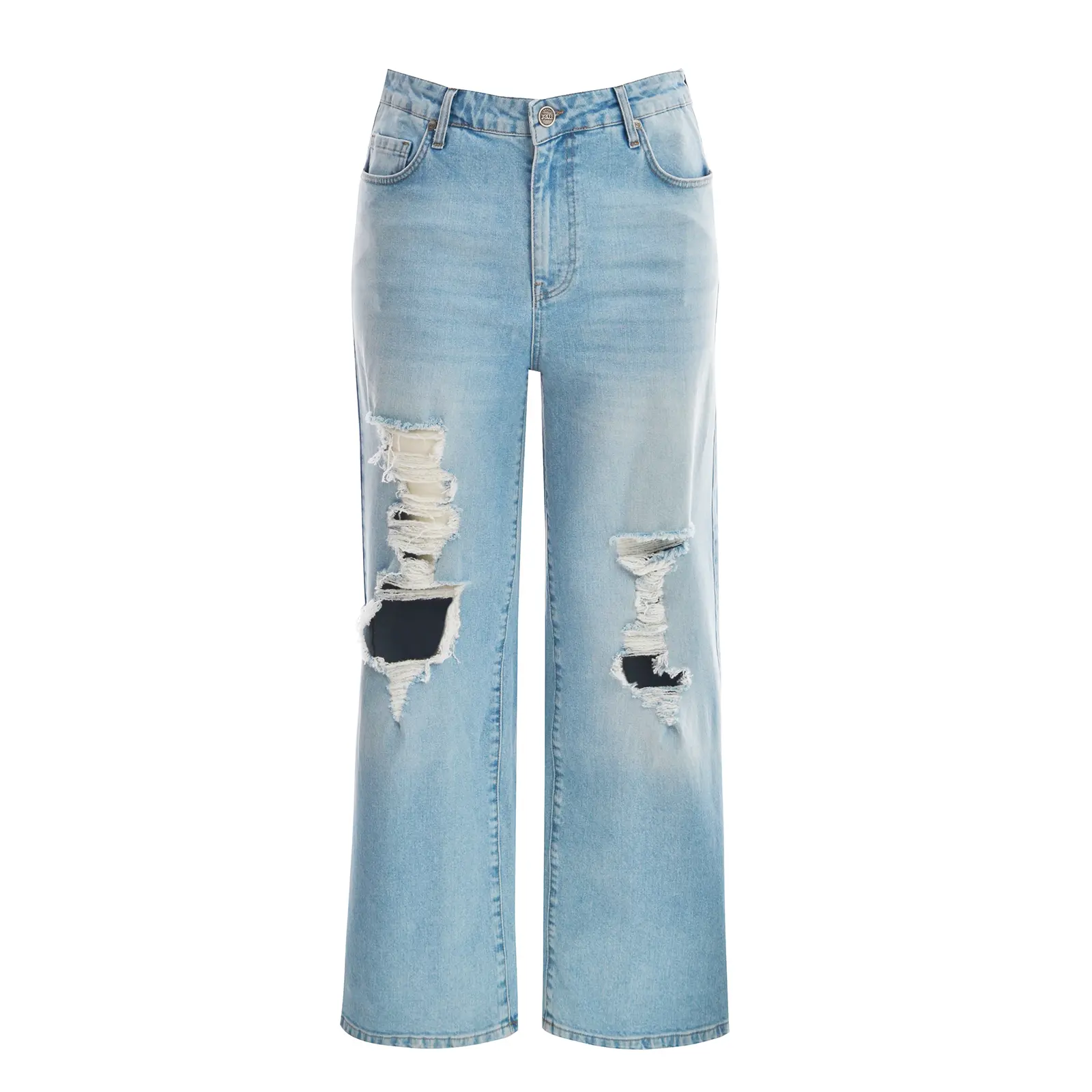 Jeans effet usé donna  Wide Leg