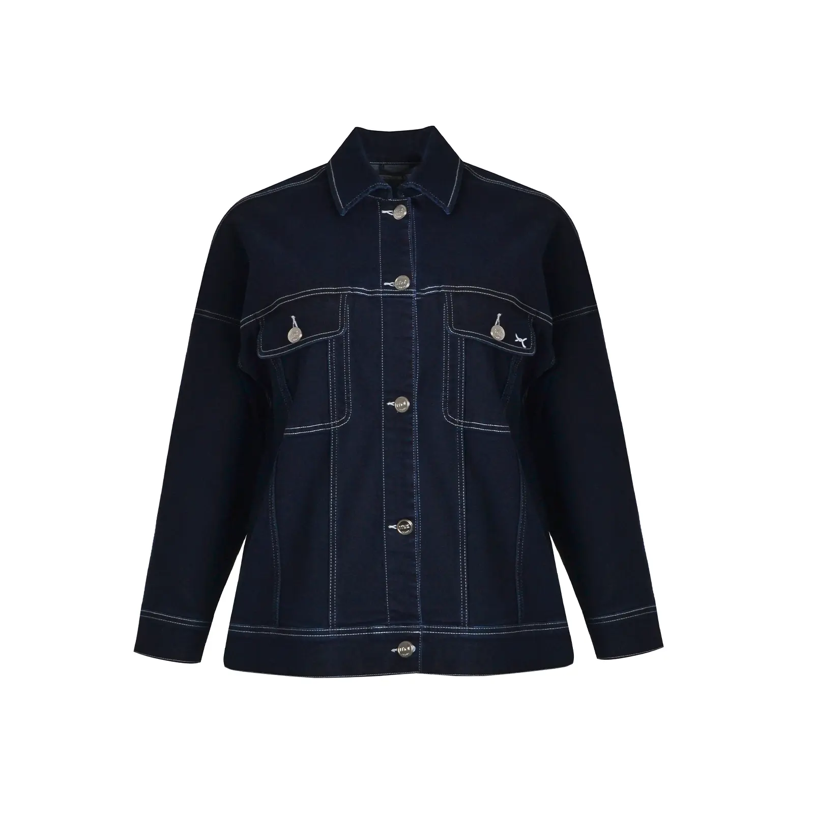 Mat Fashion Women's Bleu Denim Jacket With Chest Pockets