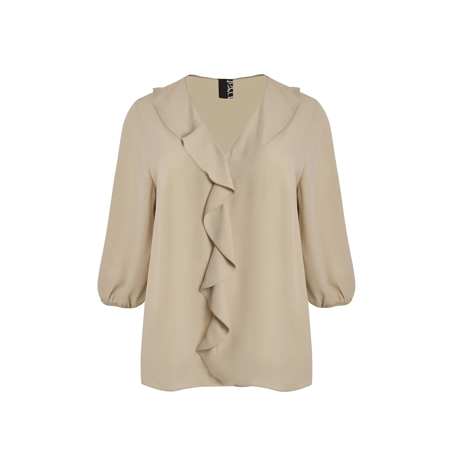 Mat Fashion Women's Beige ’S Puff Sleeve Blouse