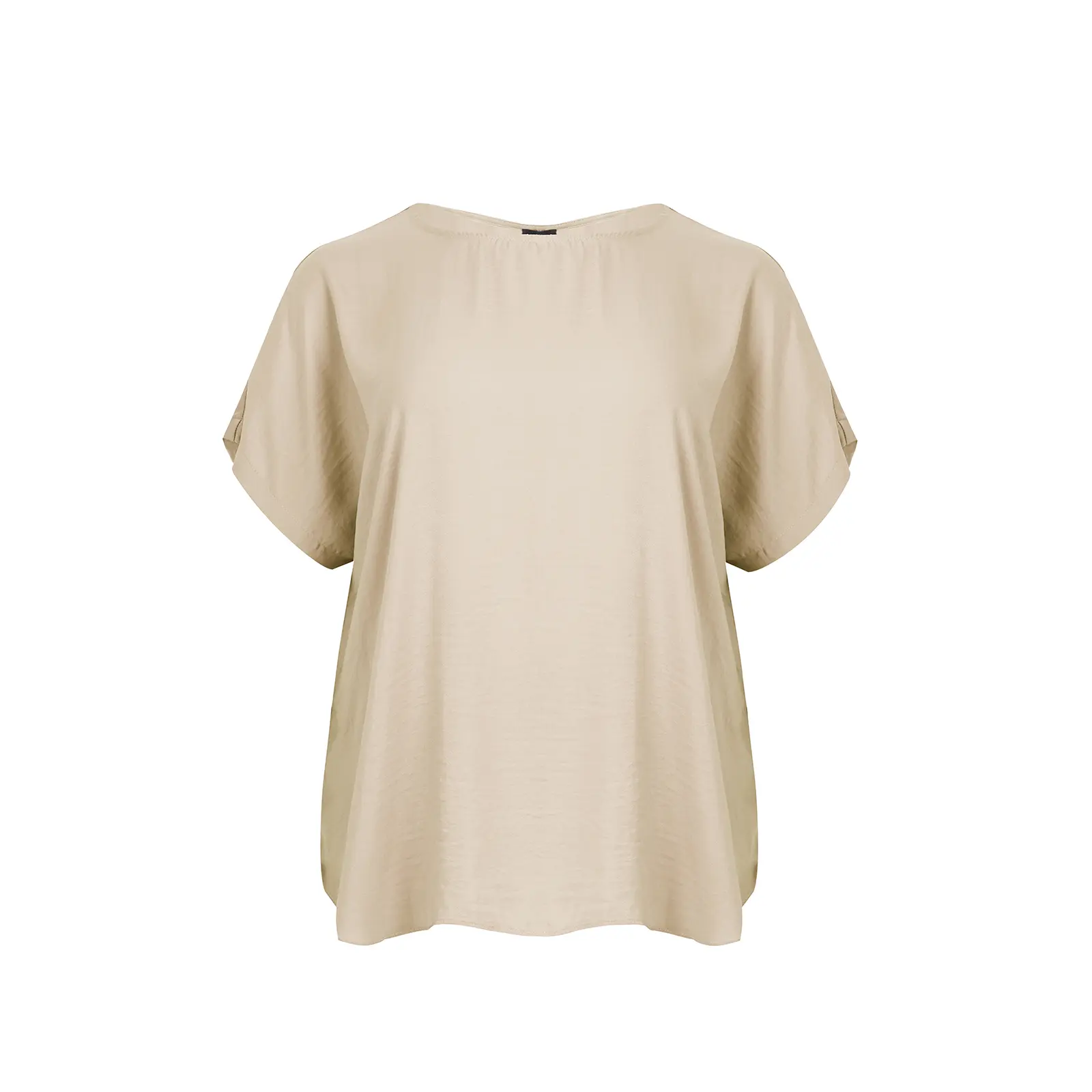 Mat Fashion Women's Beige Round Neck Top