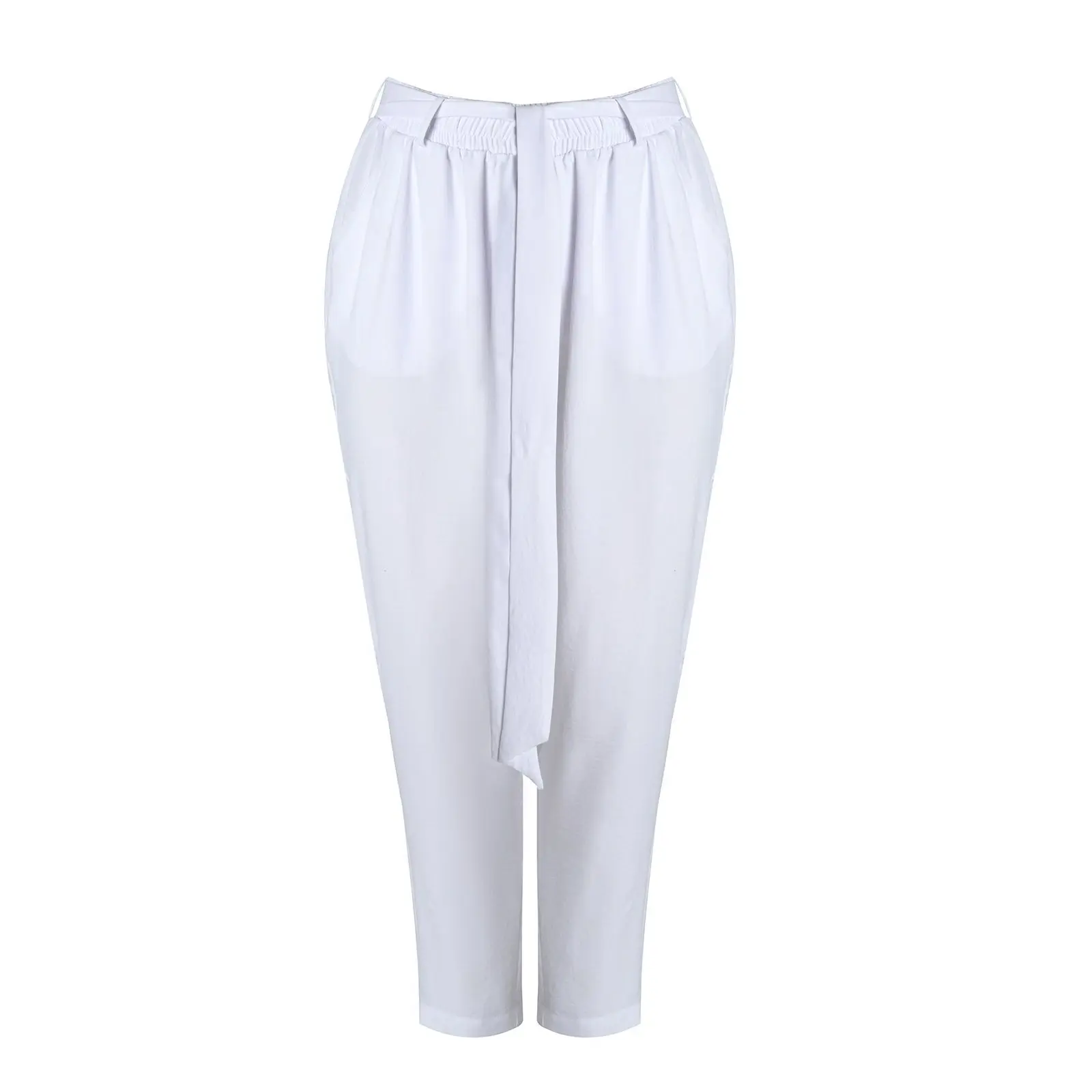 Vrouwelijke crêpe broek met trekkoorden Mat Fashion