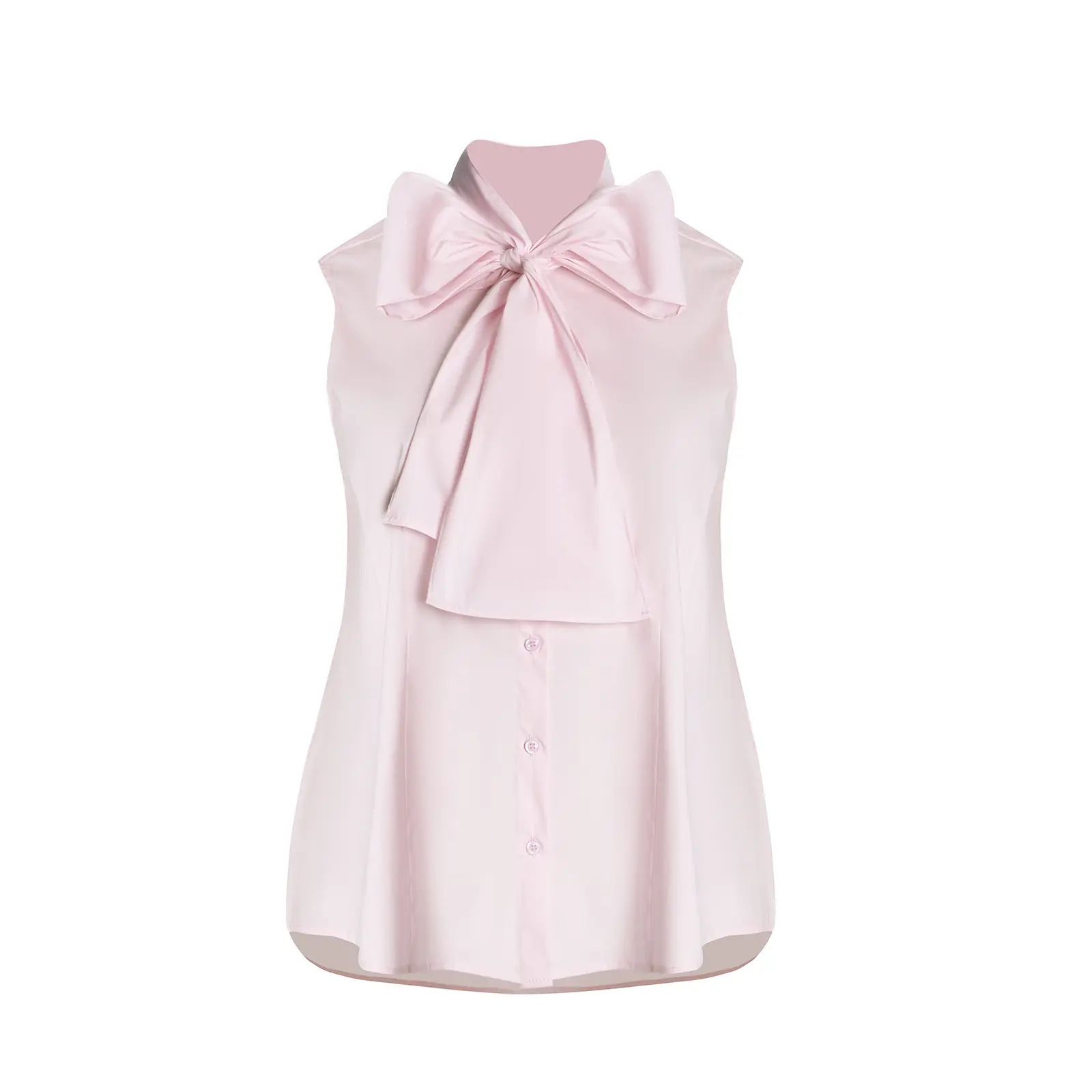 Mouwloze Blouse met Knoopdetail Dames Mat Fashion