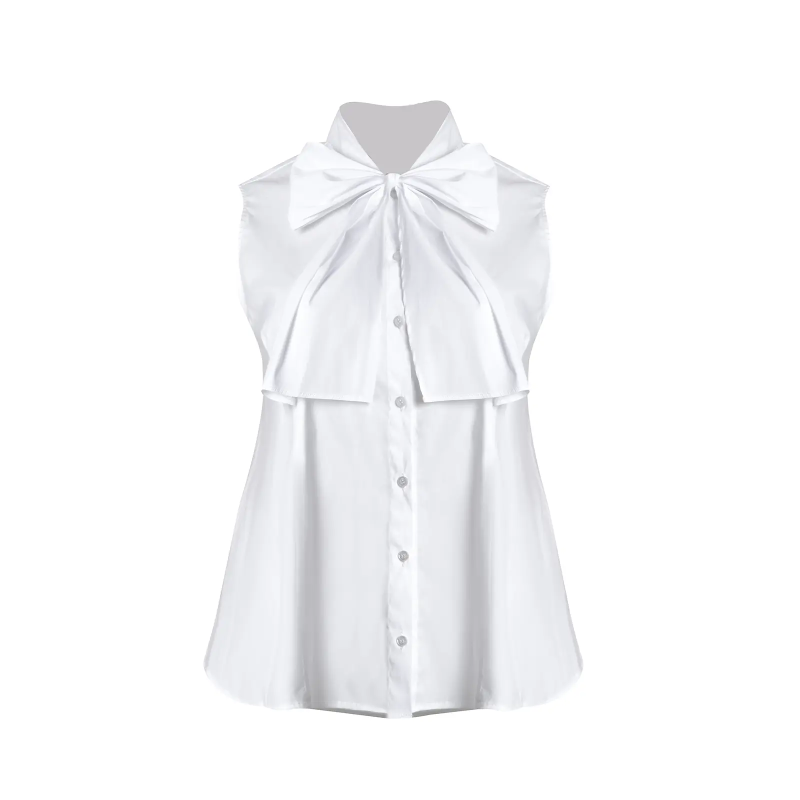 Mouwloze Blouse met Knoopdetail Dames Mat Fashion