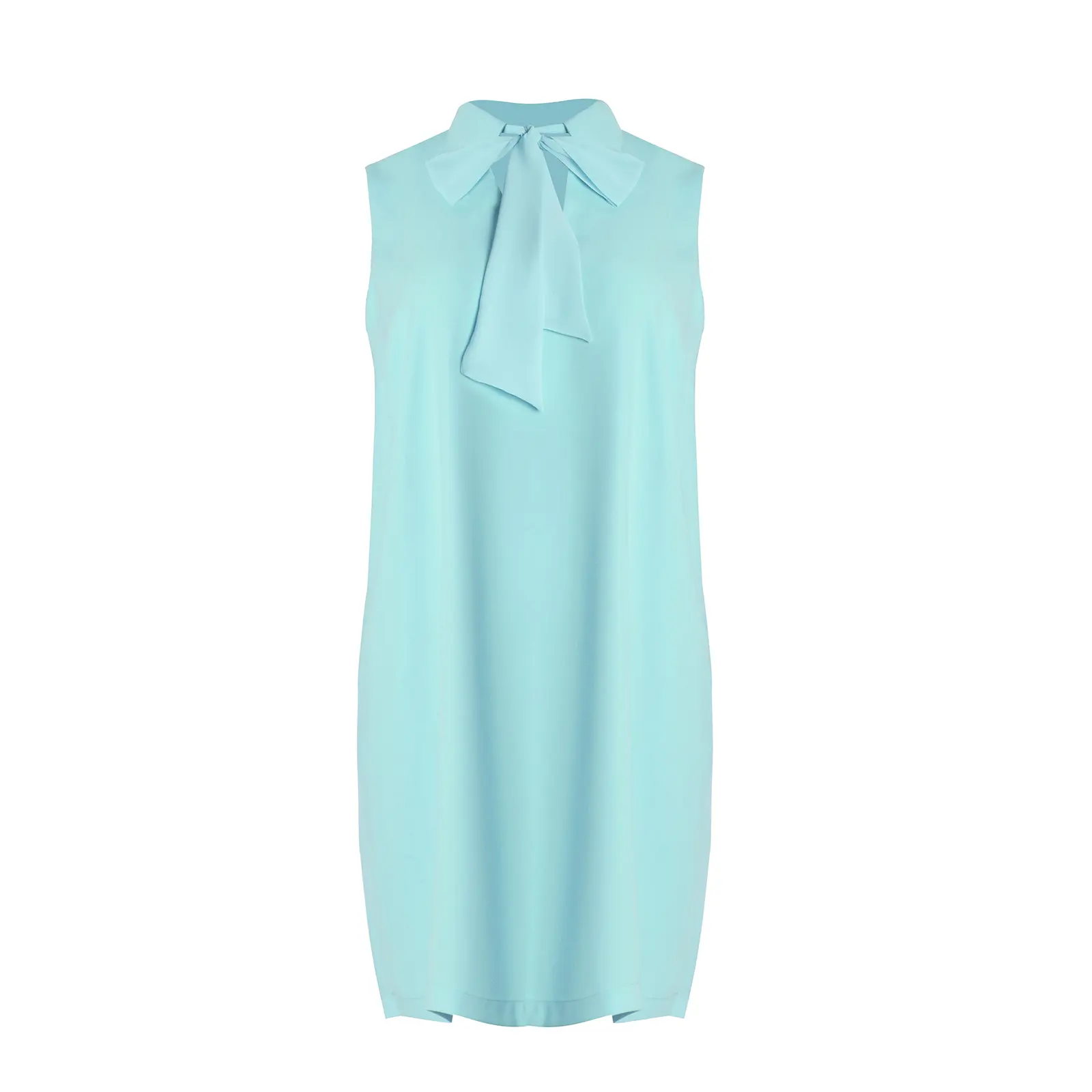 Mat Fashion Women's Bleu Sleeveless Tie Neck Dress