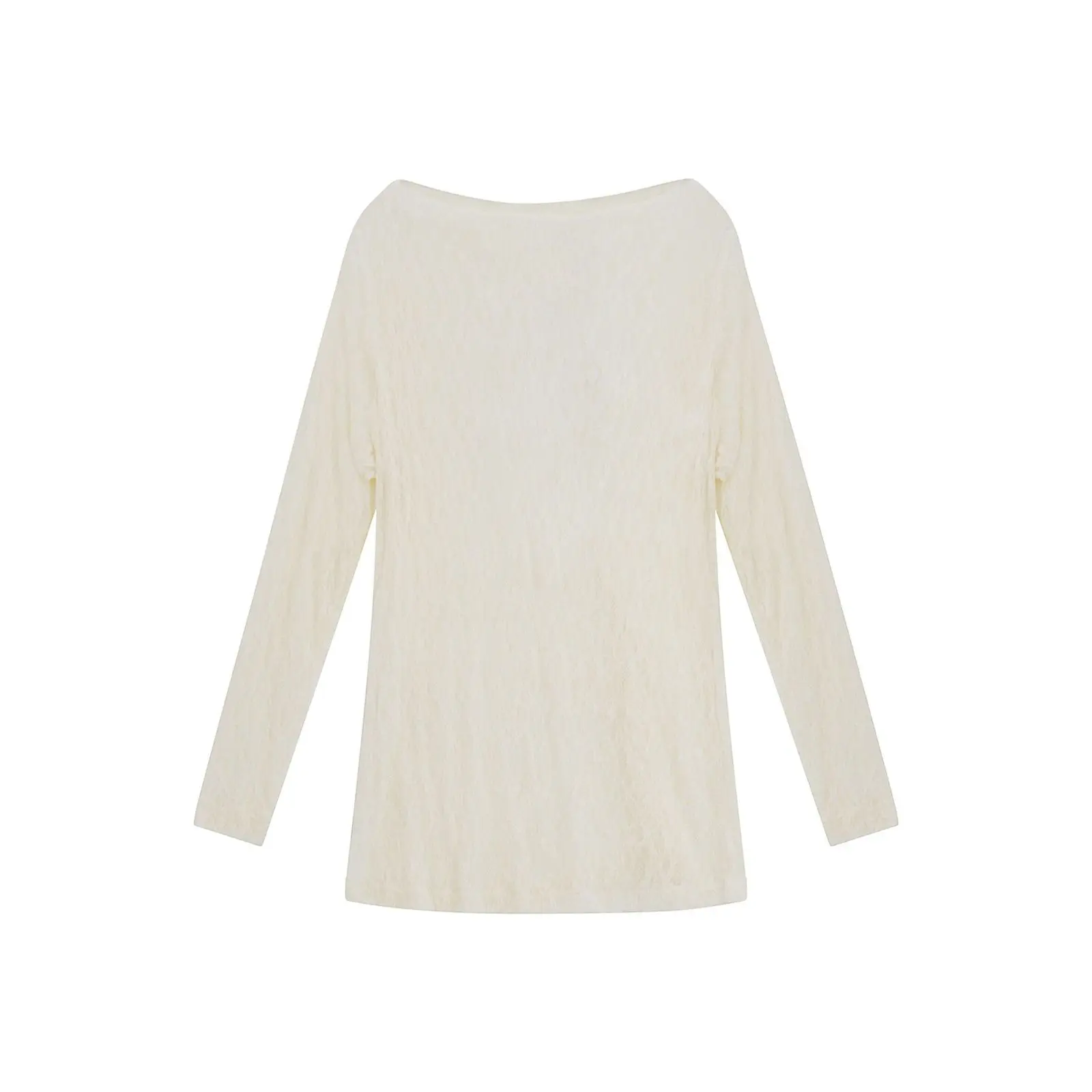 Mat Fashion Women's Blanc Lace Long Sleeve Blouse For