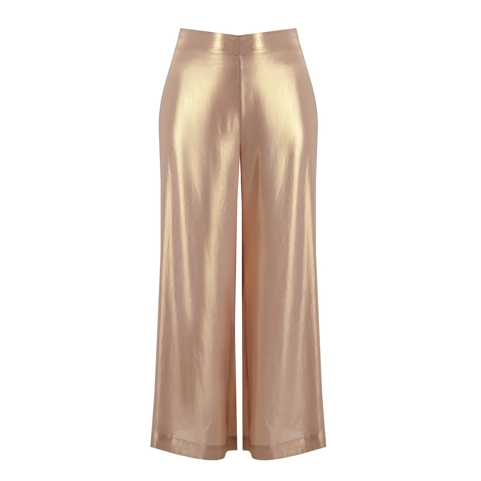 Elastische Taille Goldfarbene Weite Hose Damen Mat Fashion