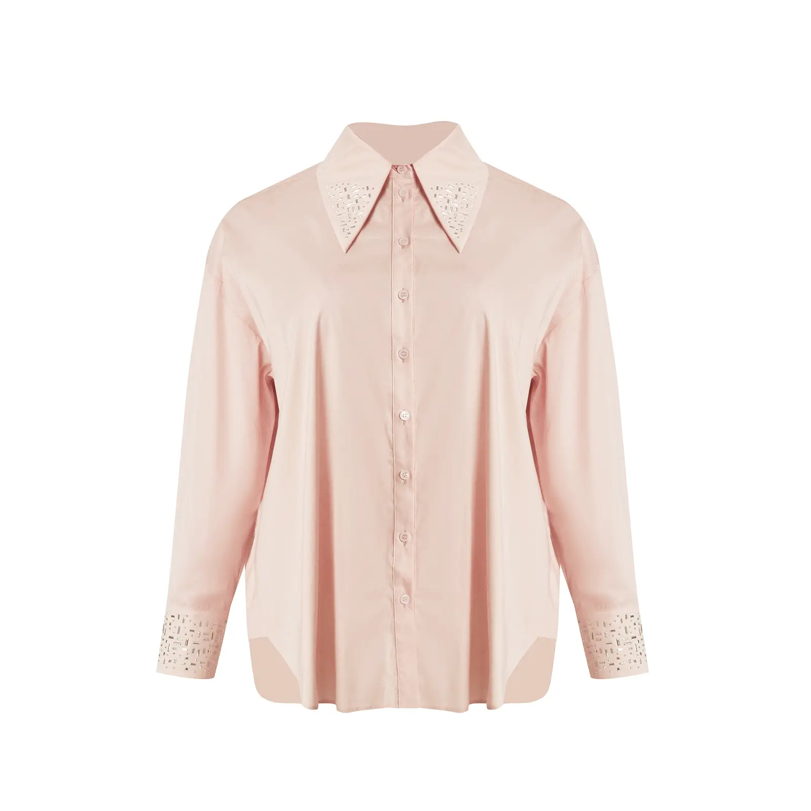 Mat Fashion Women's Rose Embroidered Long Sleeve Shirt For