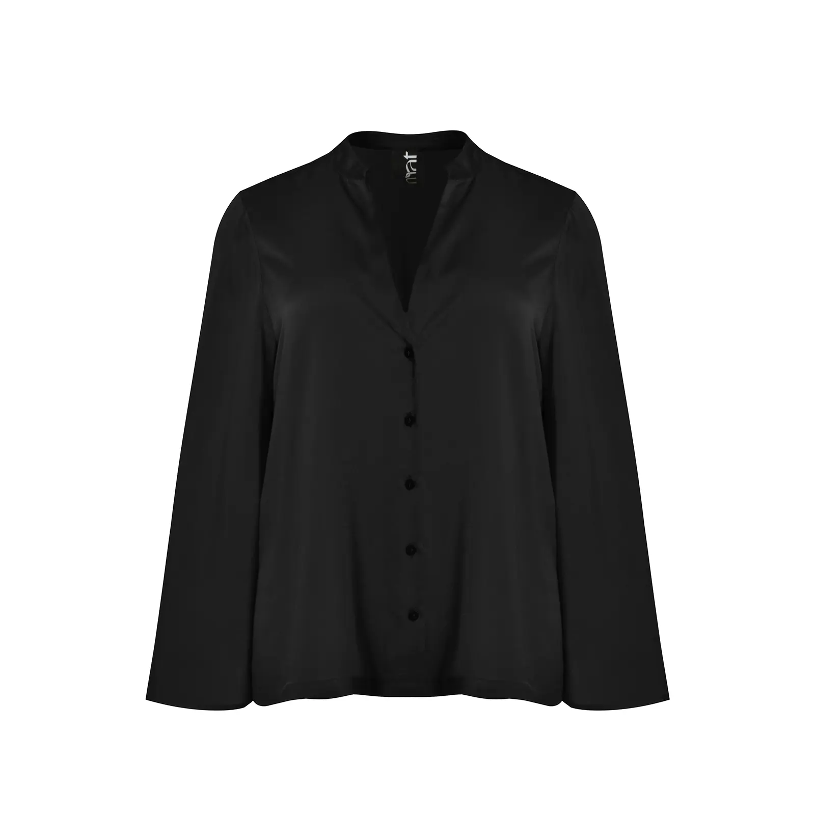 Camicia a maniche lunghe con scollo a V in satin donna