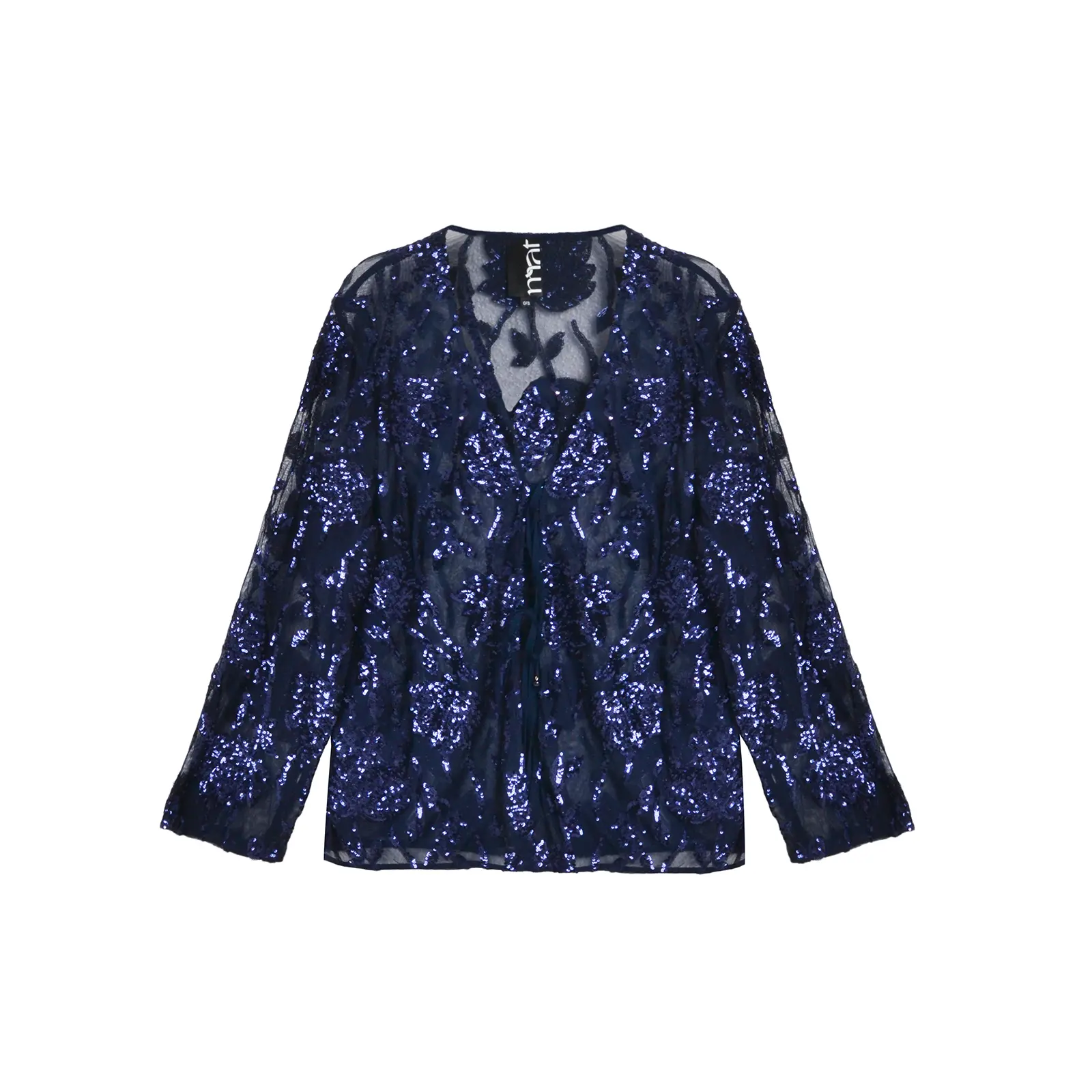 Mat Fashion Women's Bleu Embroidered Floral Cardigan