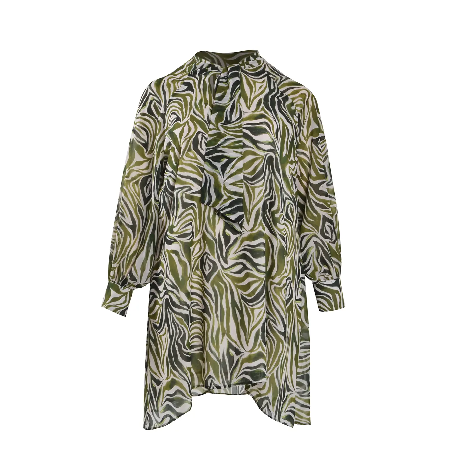 Mat Fashion Women's Vert Long Sleeve Dress Zebra Print