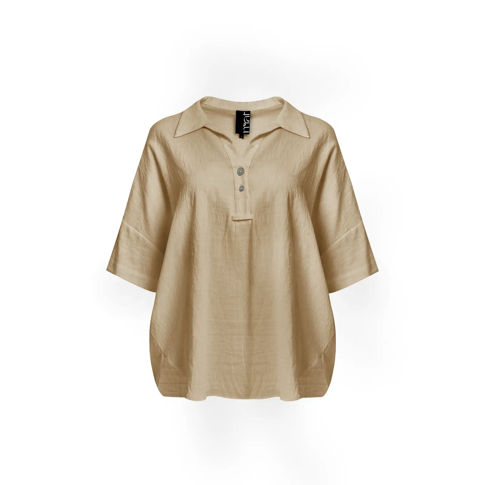 Damen Leinenmix Bluse mit abgerundetem Saum Mat Fashion