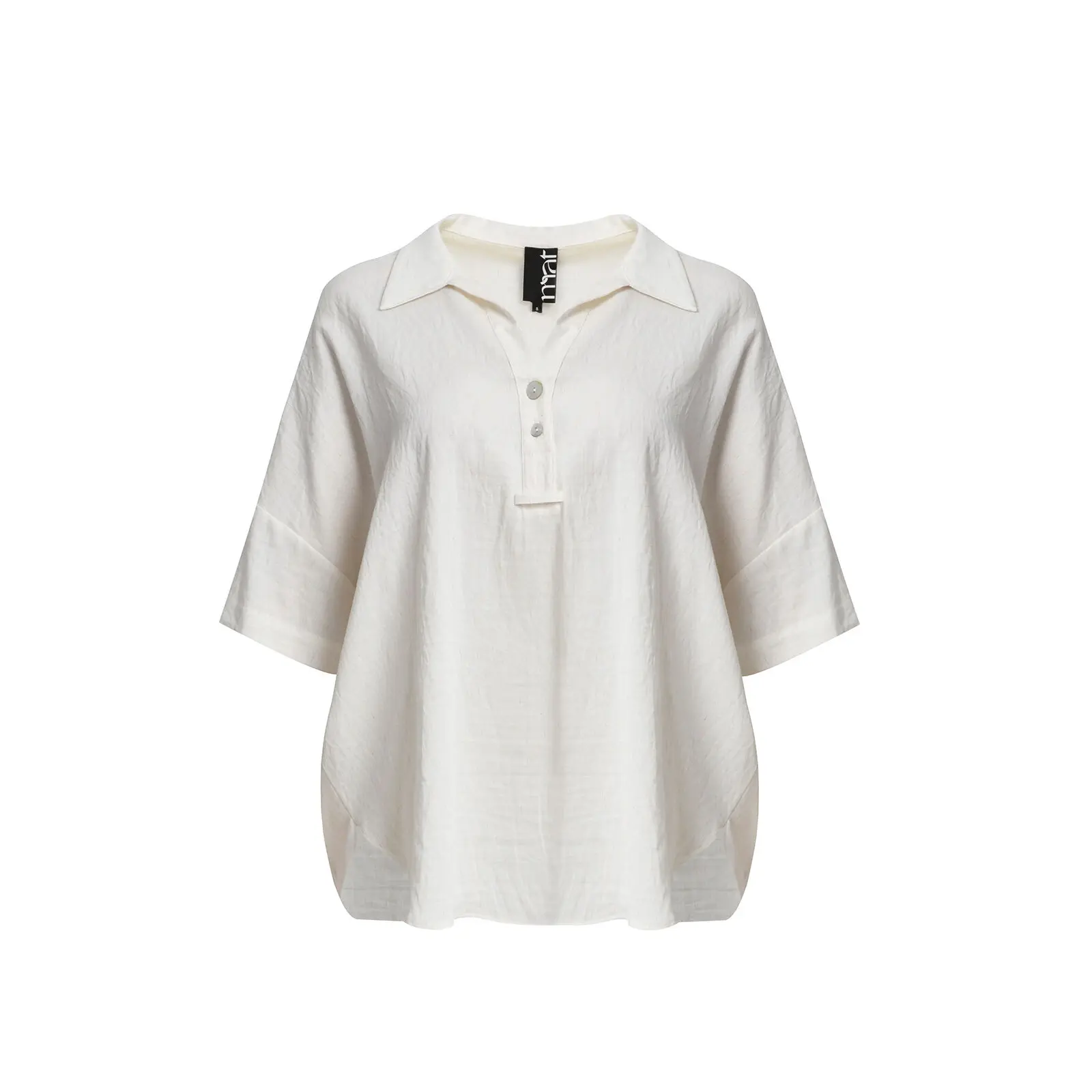 Camicia in misto lino con orlo arrotondato donna