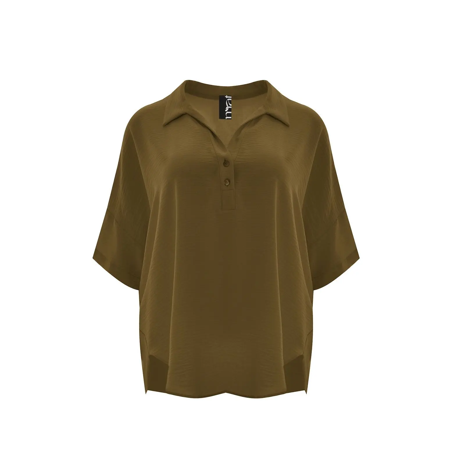 Mat Fashion Women's Vert ’S Crepe Pointed Collar Blouse Airwashed