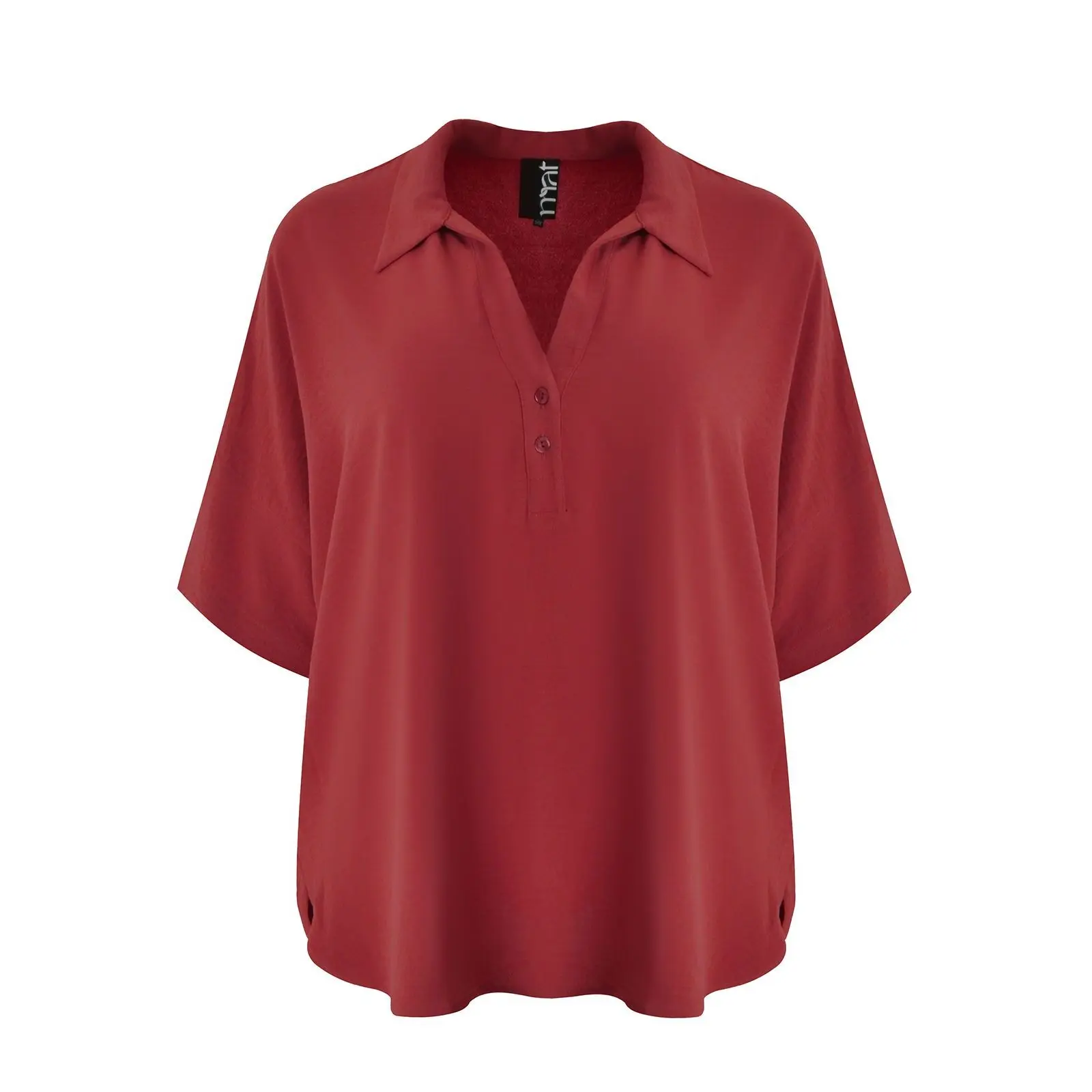 Mat Fashion Women's Rouge ’S Crepe Pointed Collar Blouse Airwashed